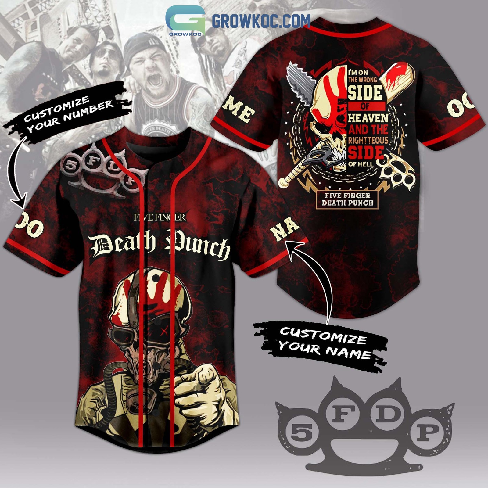 Five Finger Death Punch Personalized Baseball Jersey With Sewn Trim