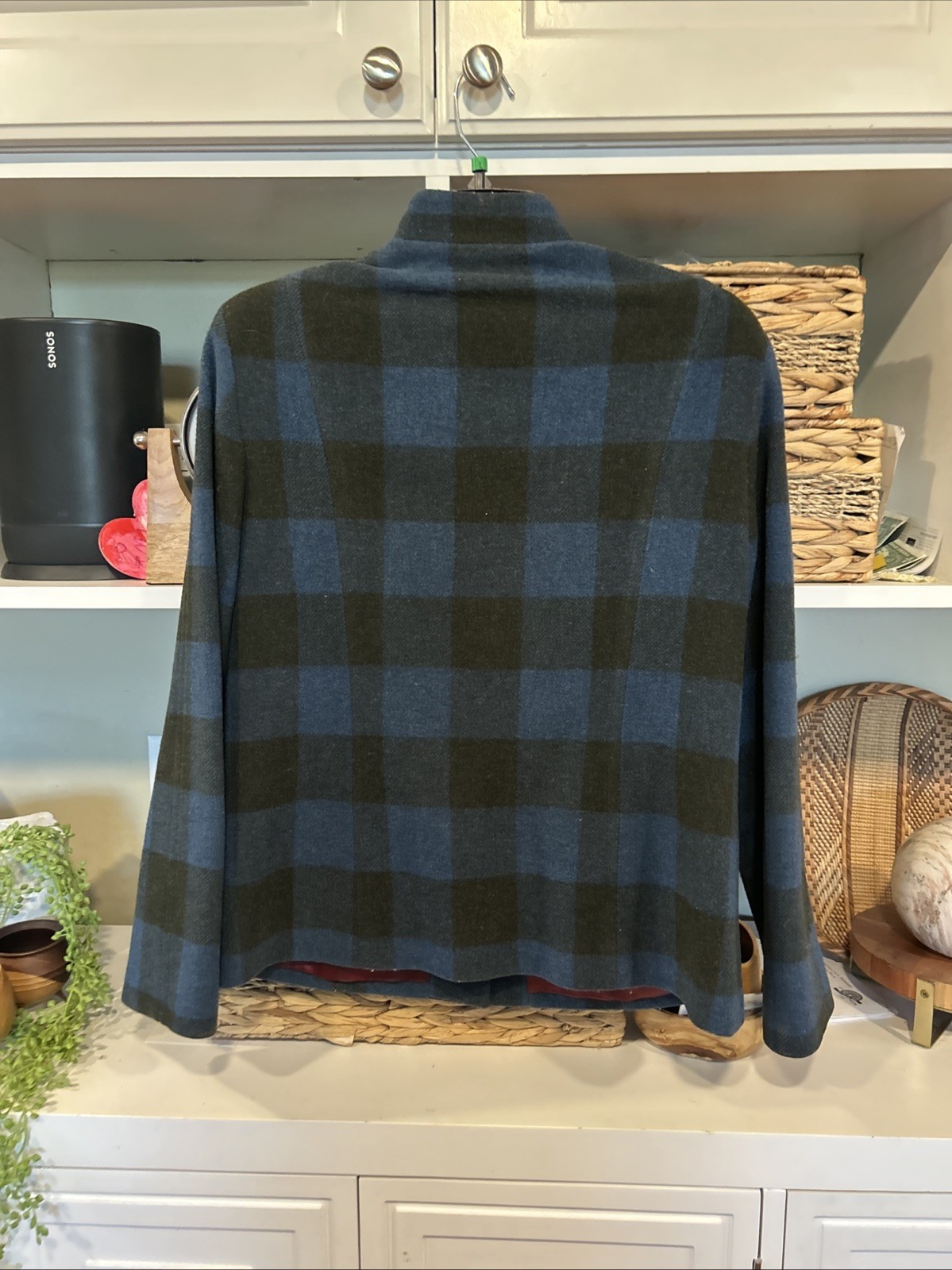 Vintage 90s Pendleton Wool Plaid Jacket Size Medium Blue Black M Women’s Snap