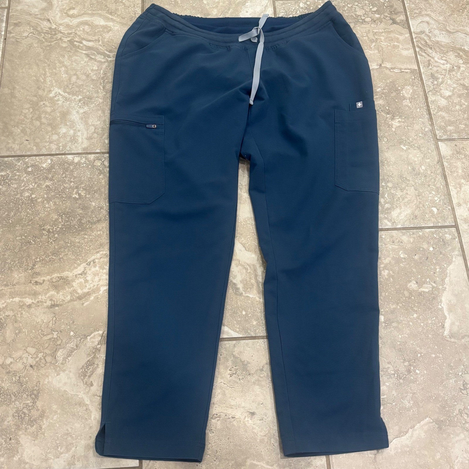 FIGS Yola Maternity Scrub Pants Navy Blue Cargo Straight Leg W22SW2033 Large
