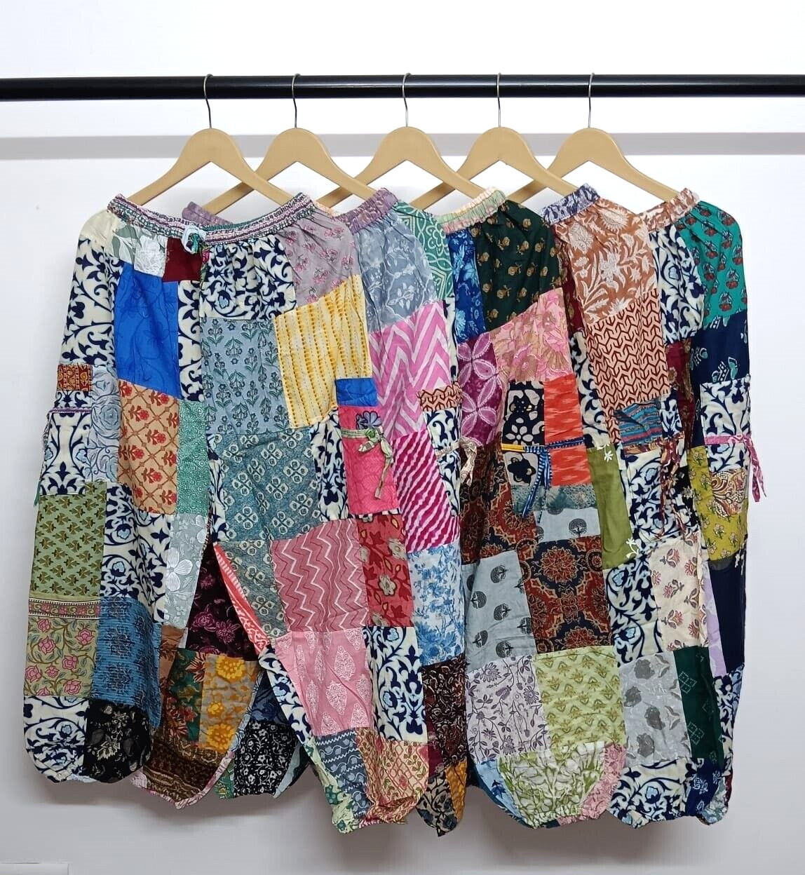 Women’s Casual Multi Patchwork Elastic Waist Side Pocket Pants Wholesale Mix Lot