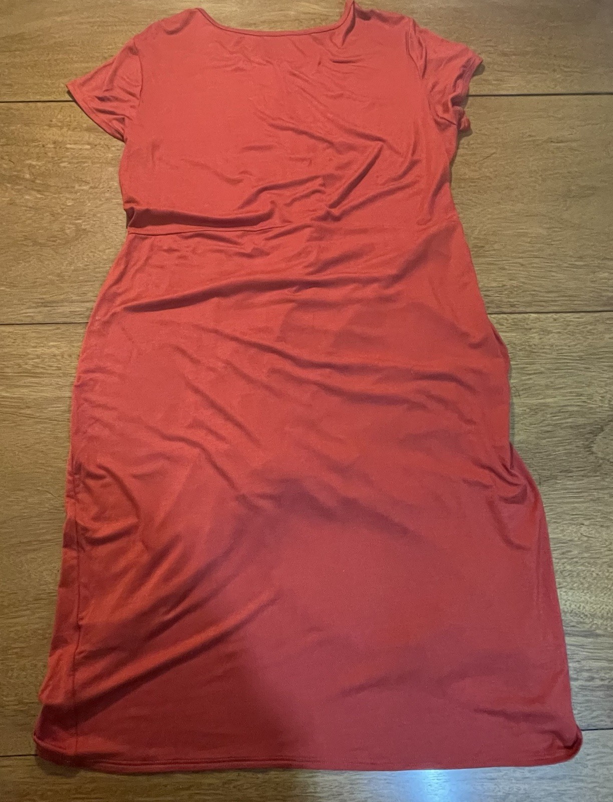 Maurices 24/7 T-Shirt Dress Rust Twist Front Short Sleeve Women’s XXL Slimming