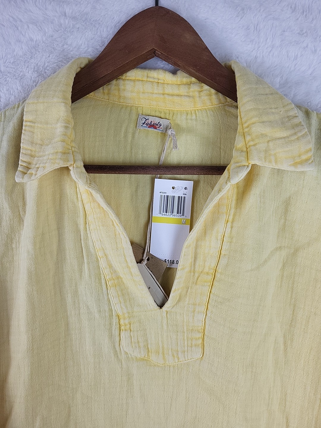 Faherty Dream Cotton Gauze Wren Top Sahara Sun Yellow Size Medium