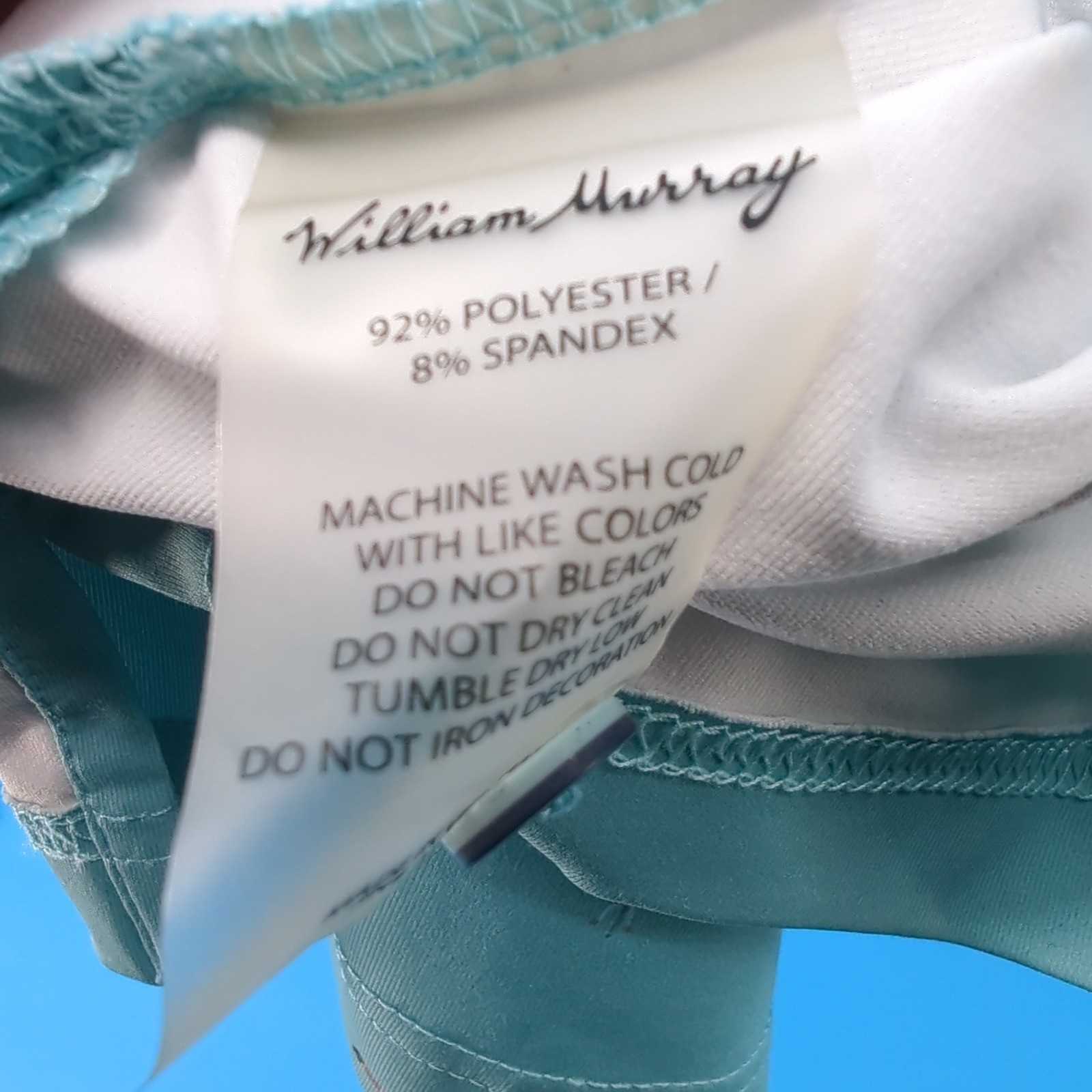 William Murray Mens Medium Golf Polo Shirt Teal Blue Novelty Print Short Sleeve
