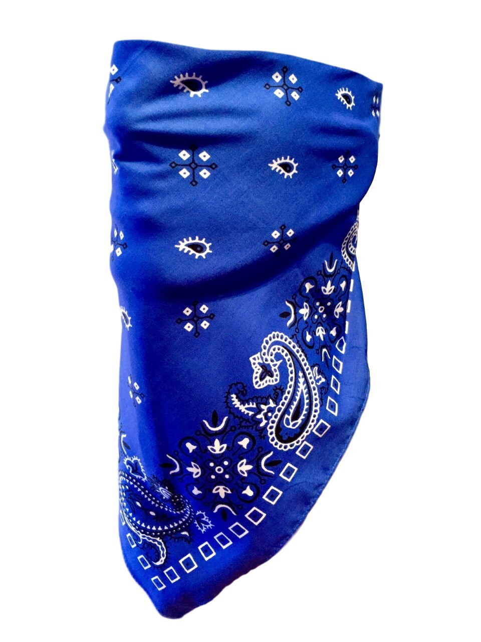 USA MADE Blue Paisley Bandana Face Neck Cover SHORT Fangs Skull adjustable Tie
