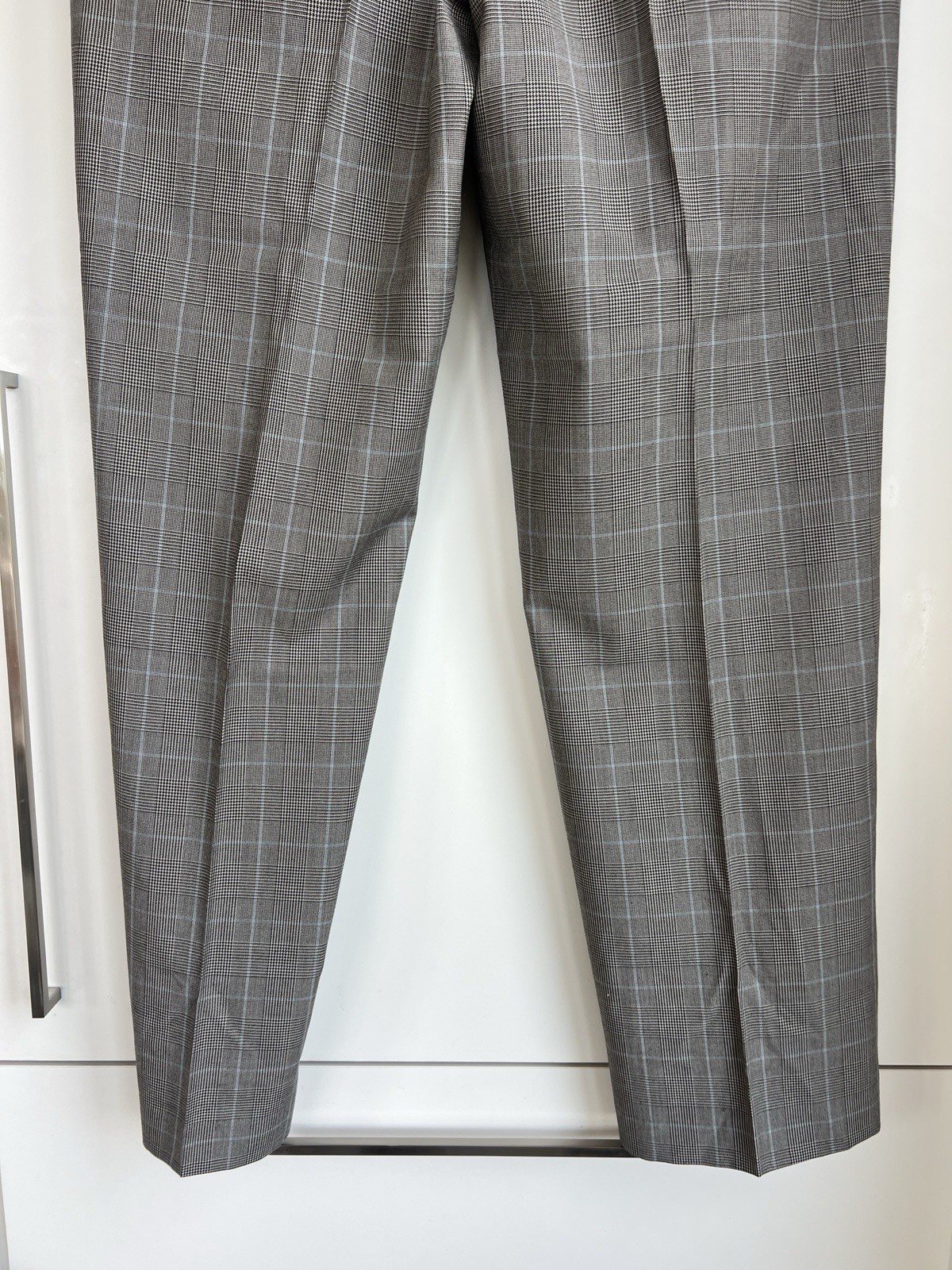 Men’s Traditional Fit Lands’ Ends Black Plaid Dress Pants Sz 36×34 Wool Blend P2
