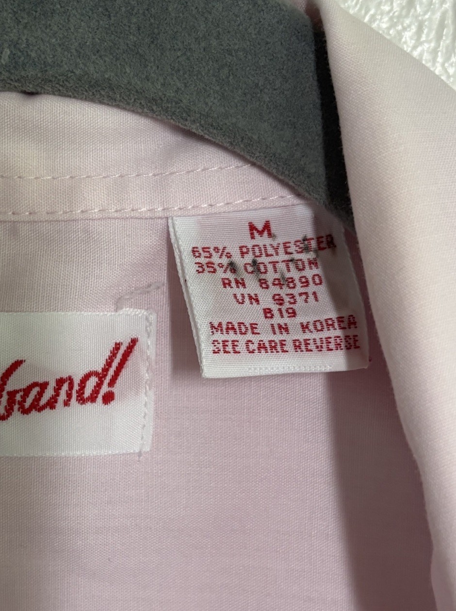 Vintage ’80s Haband! Pink Guayabera Embroidered Mexican Button-Up Shirt Size M