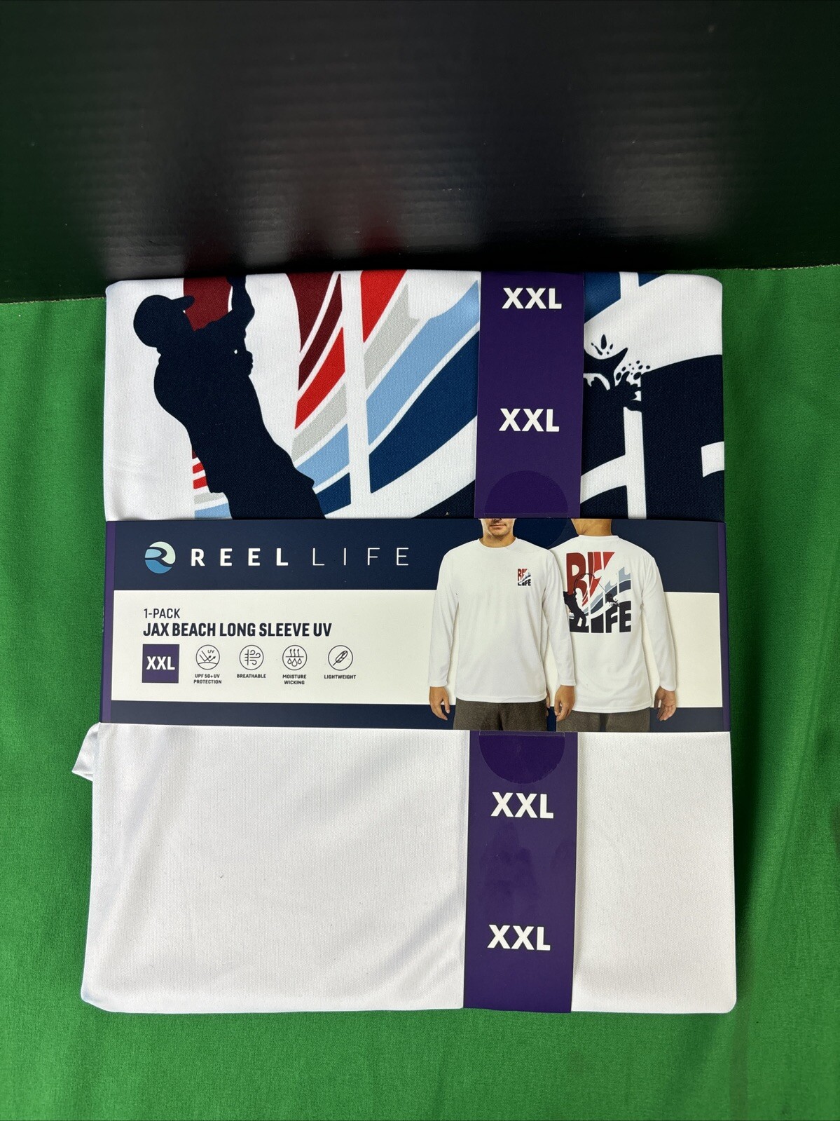 Reel Life Mens Long Sleeve UV Tee Size XXL Brilliant White