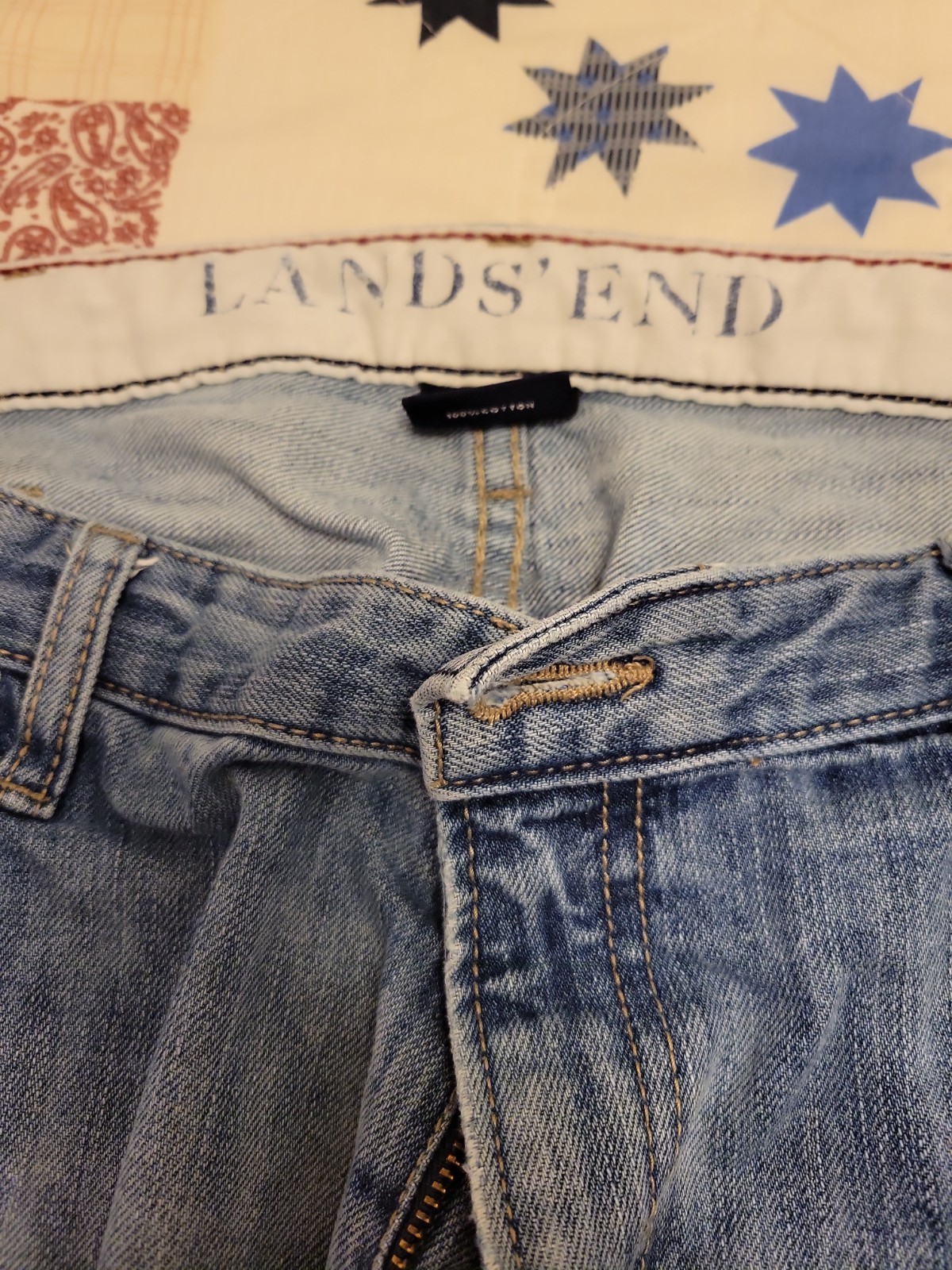 Lands End Traditional Fit Medium Wash Blue Denim Jeans Men’s Size 36×30