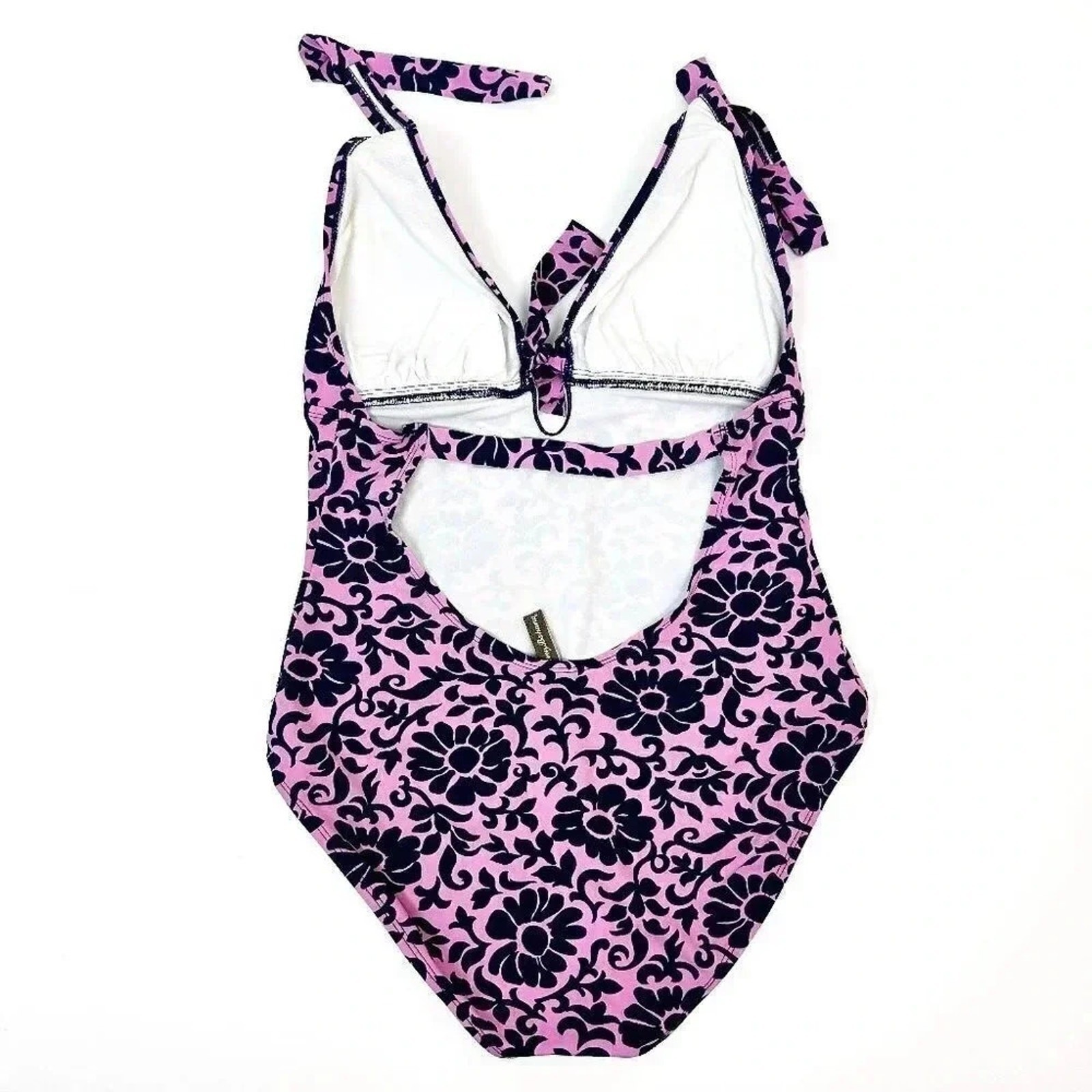 TOMMY BAHAMA One Piece Plunging Keyhole Neck Halter Swimsuit 10