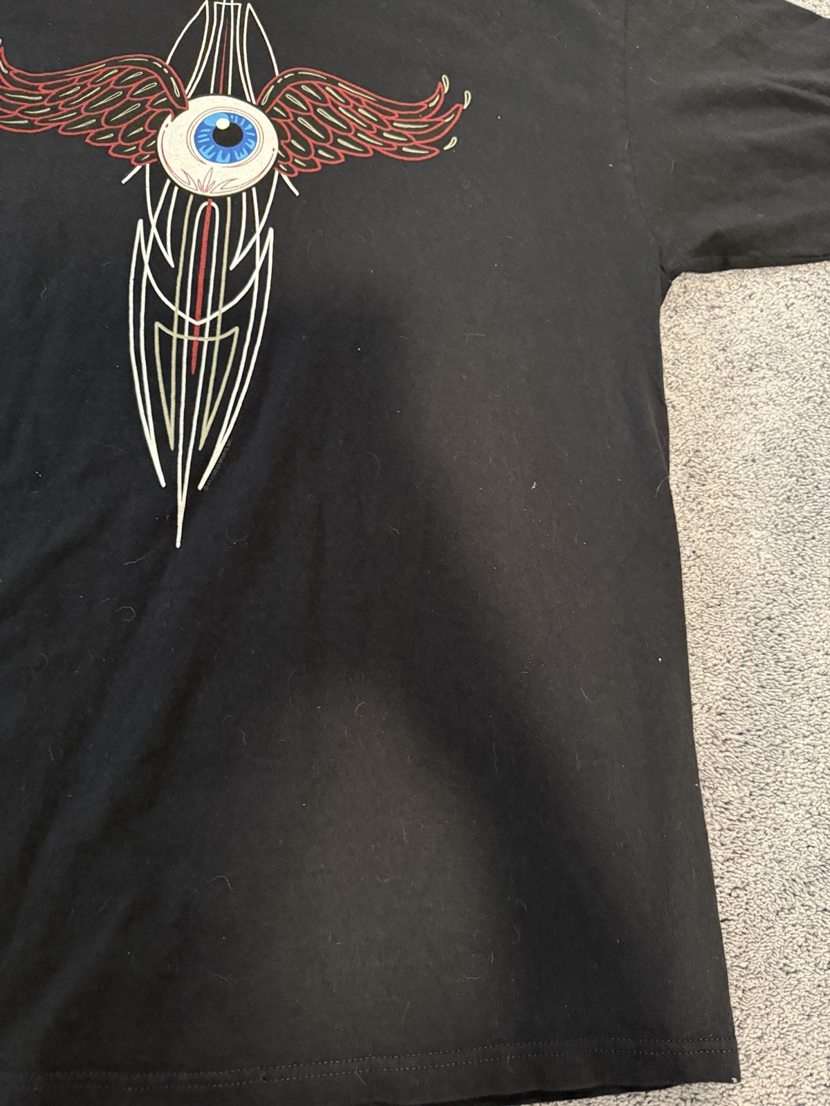 Hot Leathe Legendary Eye Roses Graphic T-Shirt Black XL Vintage Style Streetwea.