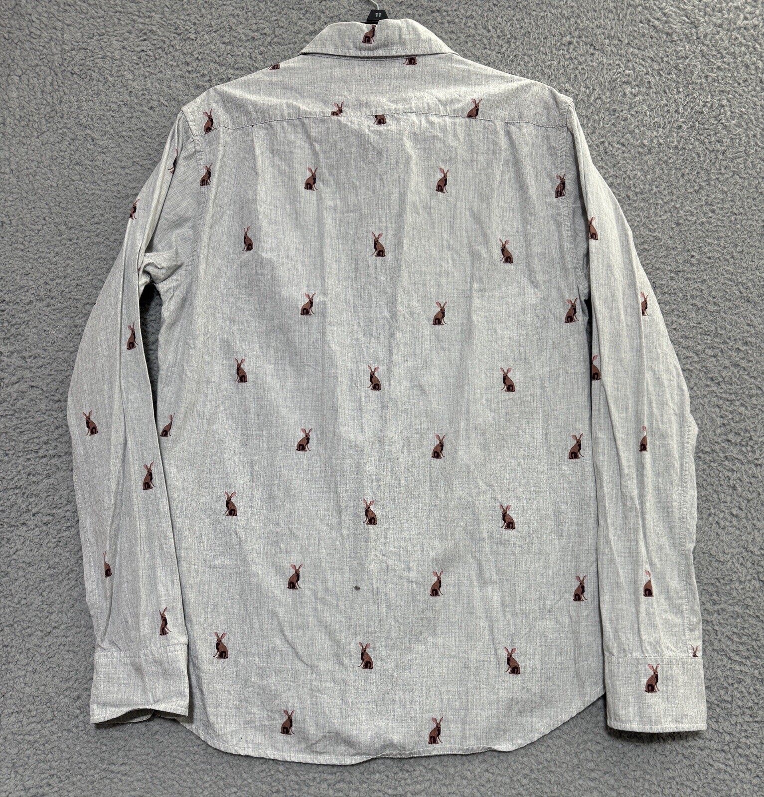 Bonobos Slim Fit Rabbit All Over Print Button Up Shirt Mens Medium Long