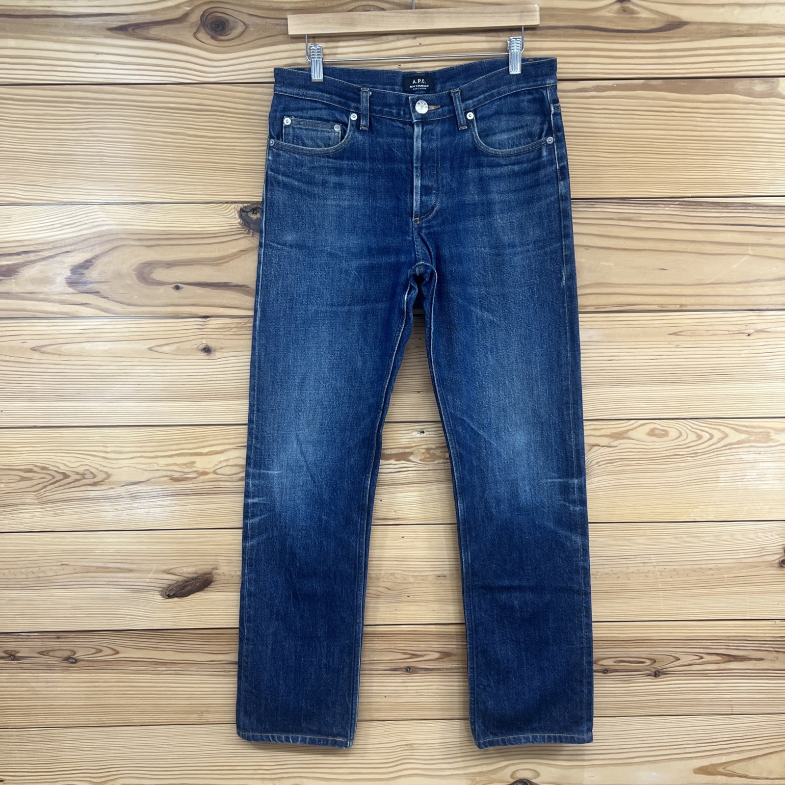 APC Mens Jeans Size 31 33″ Inseam Button Fly Straight Leg 100% Cotton Japan B163