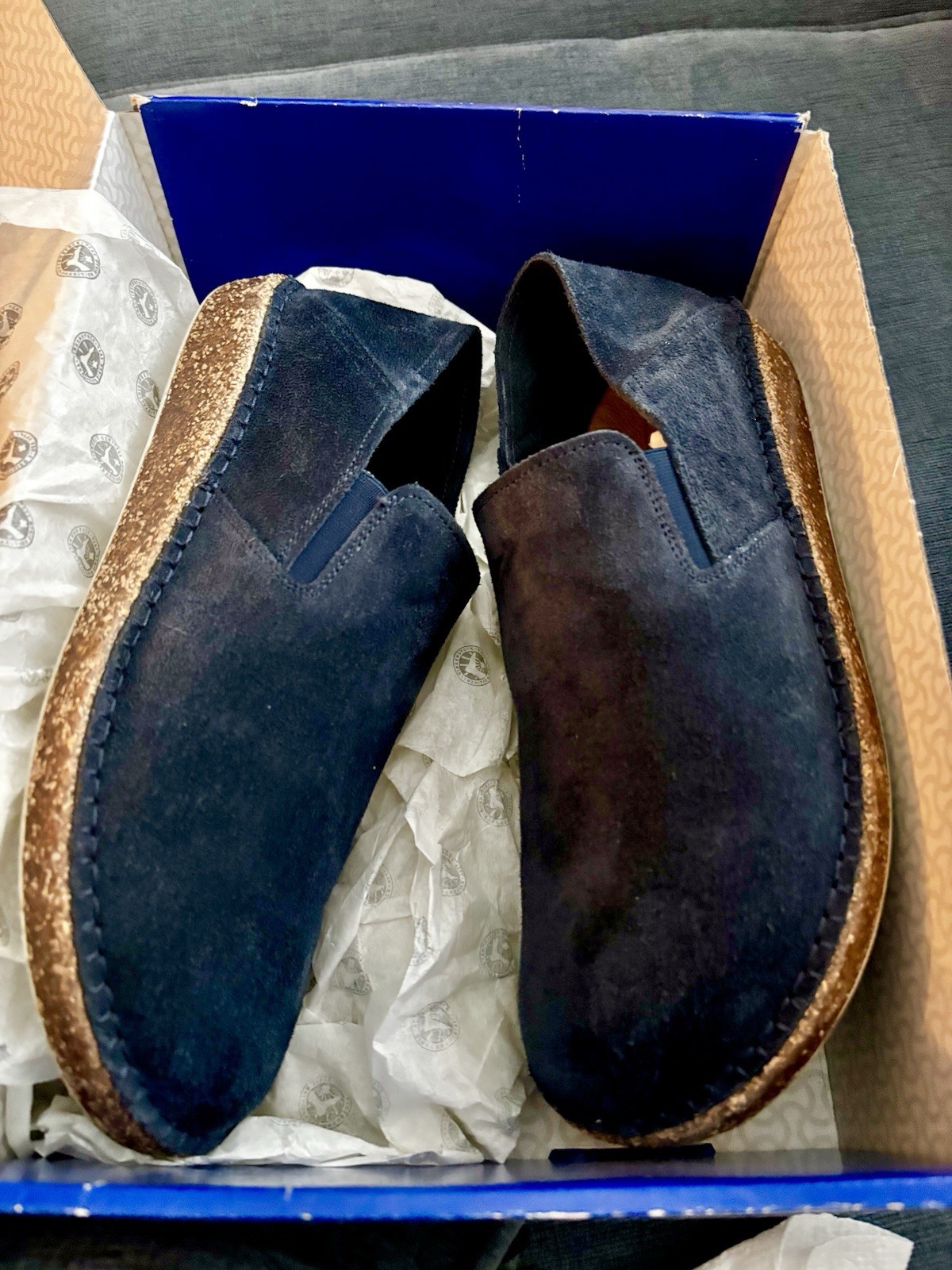 Birkenstock Callan Slip On Navy Suede Shoes Size 40