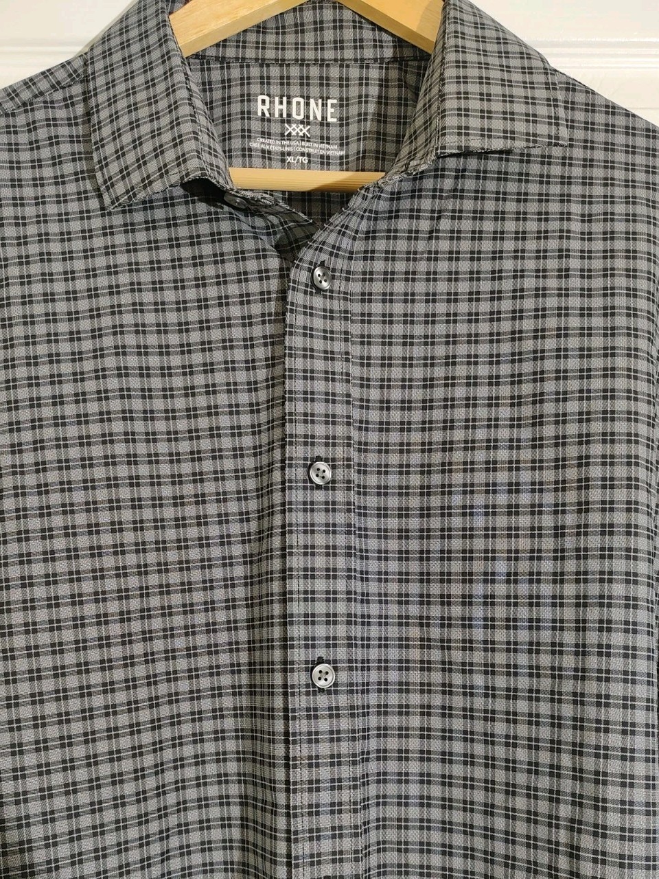 Men’s Rhone State of Mind Black Glen Plaid Slim Fit Stretch Button Up – XL NWT