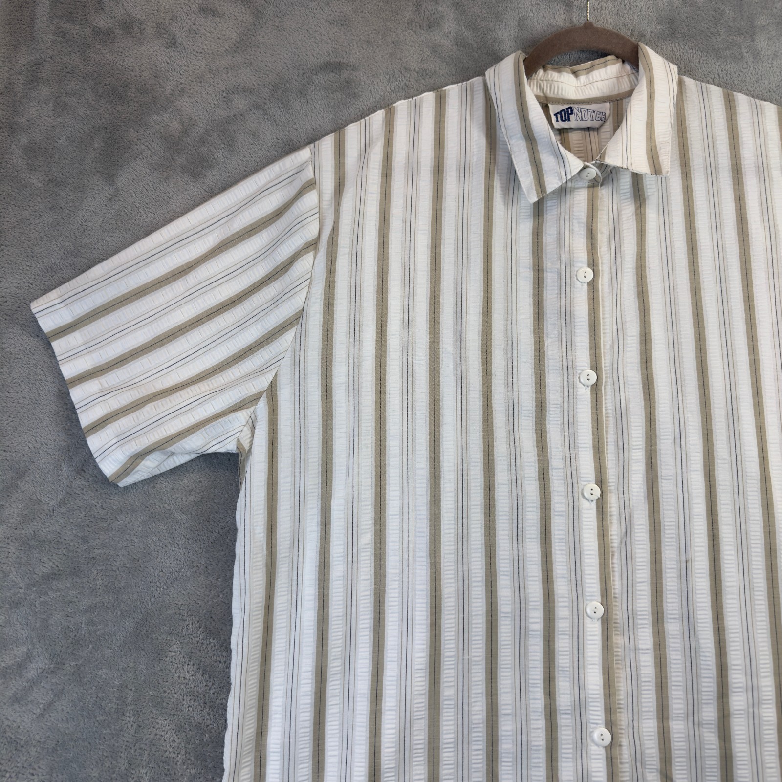 Top Notch Shirt Women Plus 22W-24W White Striped Short Sleeve Button Up VTG 80s