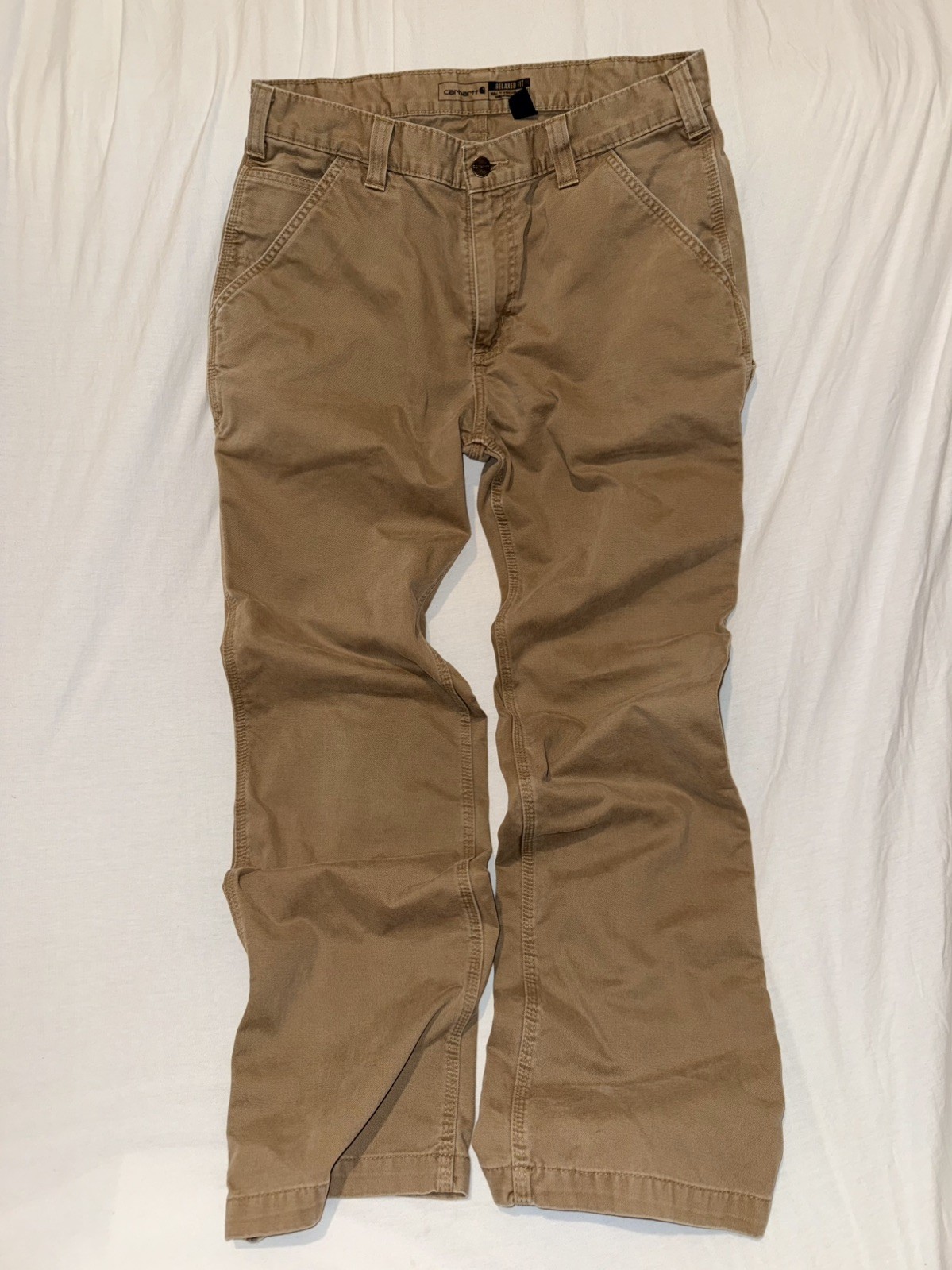 Carhartt Relaxed Fit Carpenter Pants Men’s 33×32 Khaki Canvas Work Pants