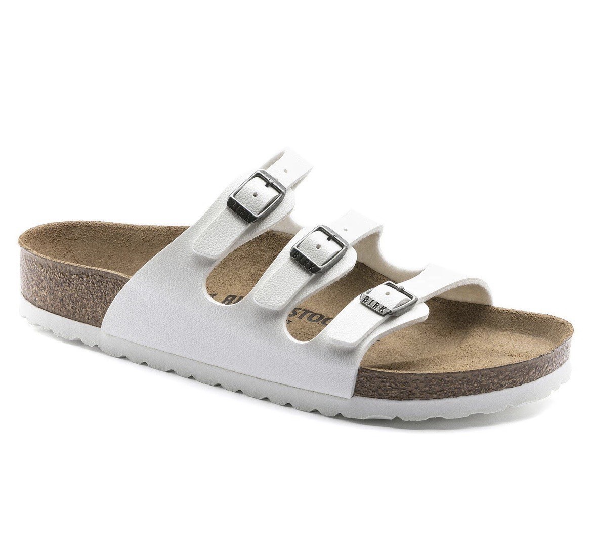 Birkenstock White Florida 3-Strap Buckle Slide Sandals Narrow Fit EU 39 US 8-8.5