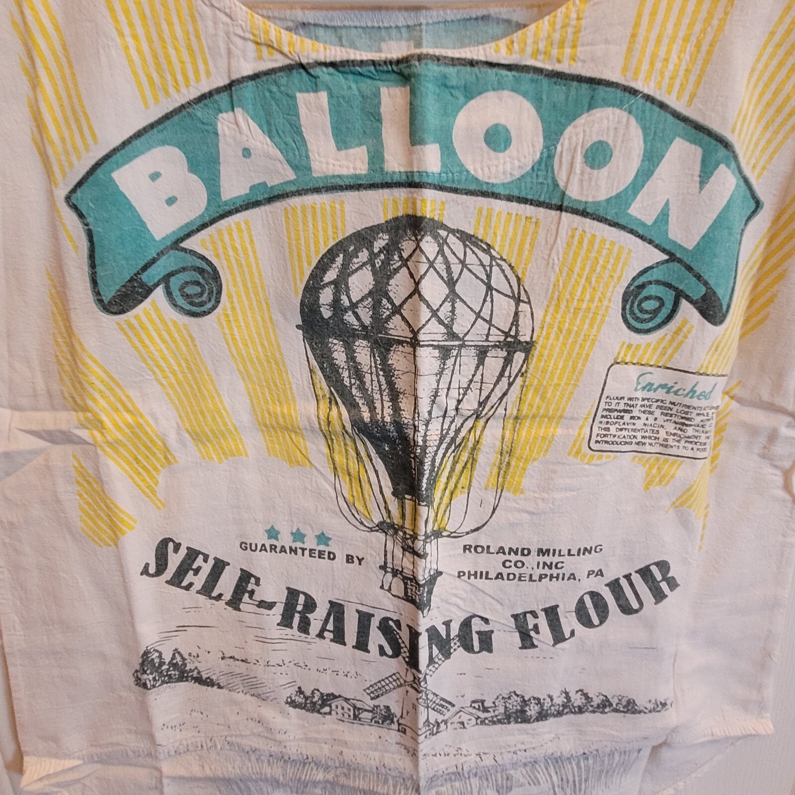 Flour Sack BALLOON Feed Sack Top T Shirt Vintage Look Cotton One Size TEE