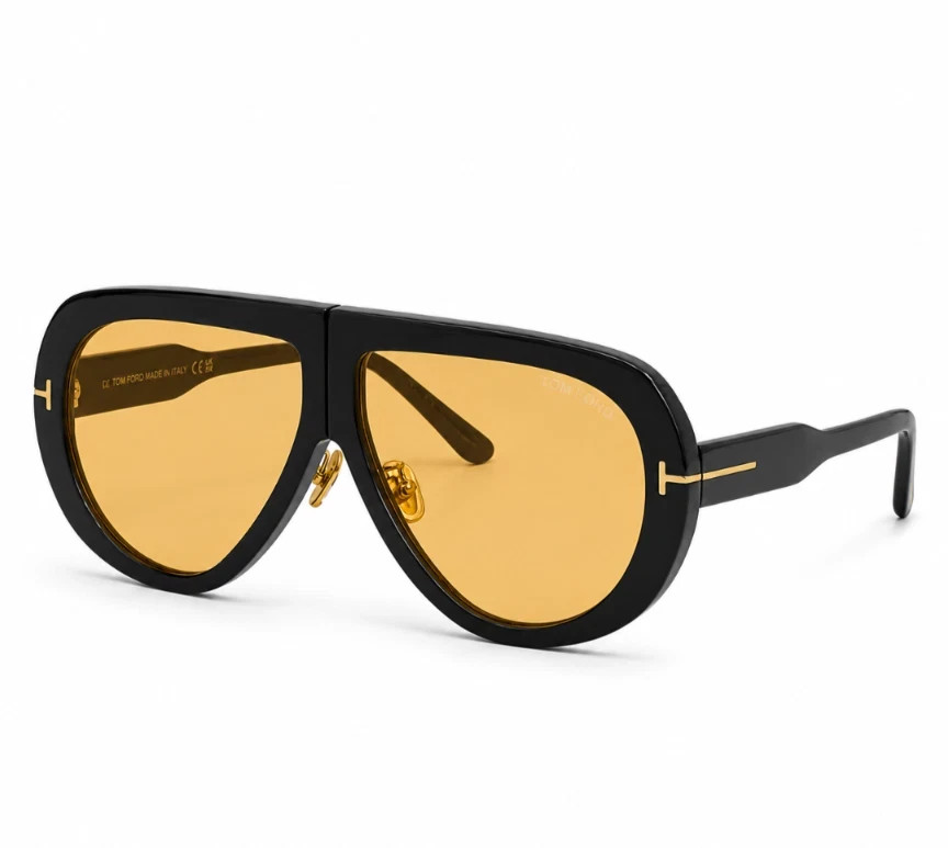 Tom Ford Troy Sunglasses FT0836 Black/Yellow 61-10-140mm With Case New
