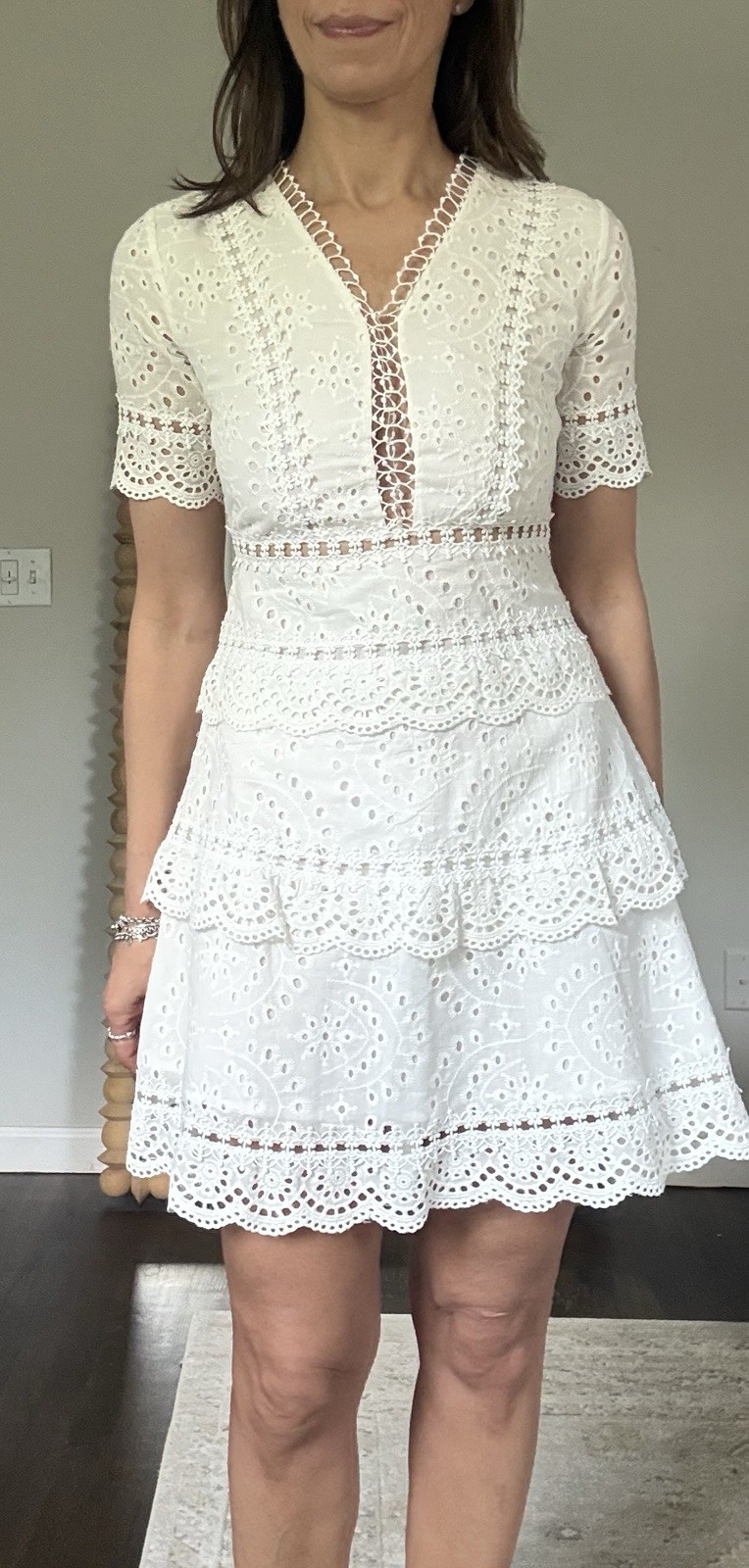 Anthropologie Sunday mi Amor dress White Cotton Romantic Eyelet Lace M