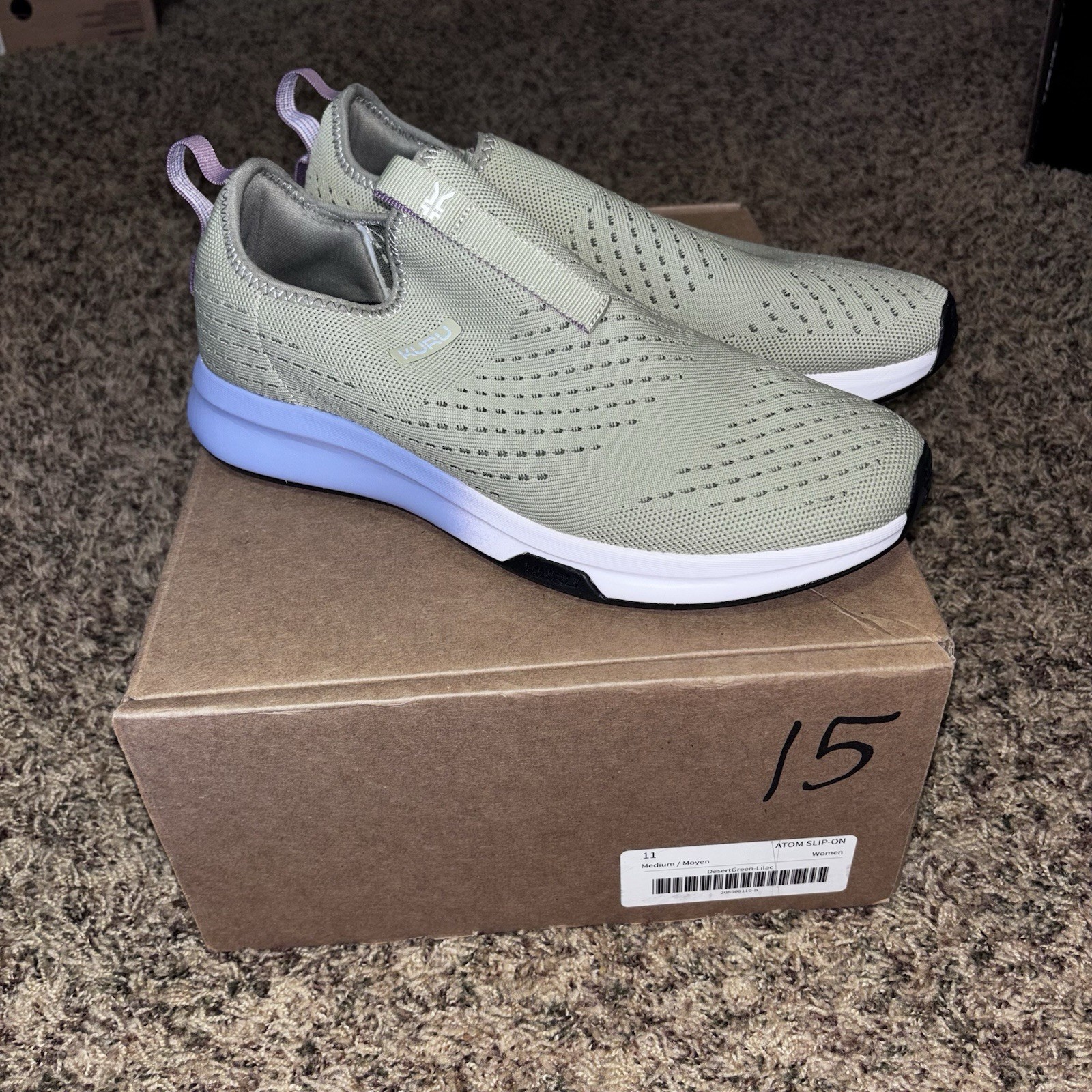 Kuru Atom Women’s Slip On Shoes Desert Green Lilac 11 M New