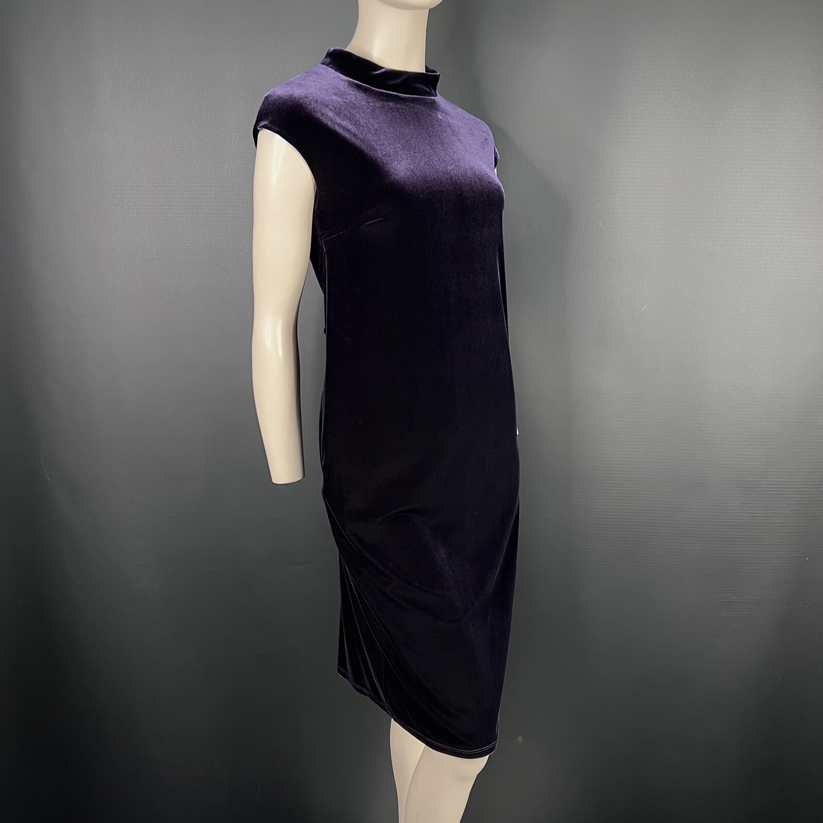 Phase Eight Joelle Dress 10 Purple Velvet Shift High Neck Cocktail Wedding Guest