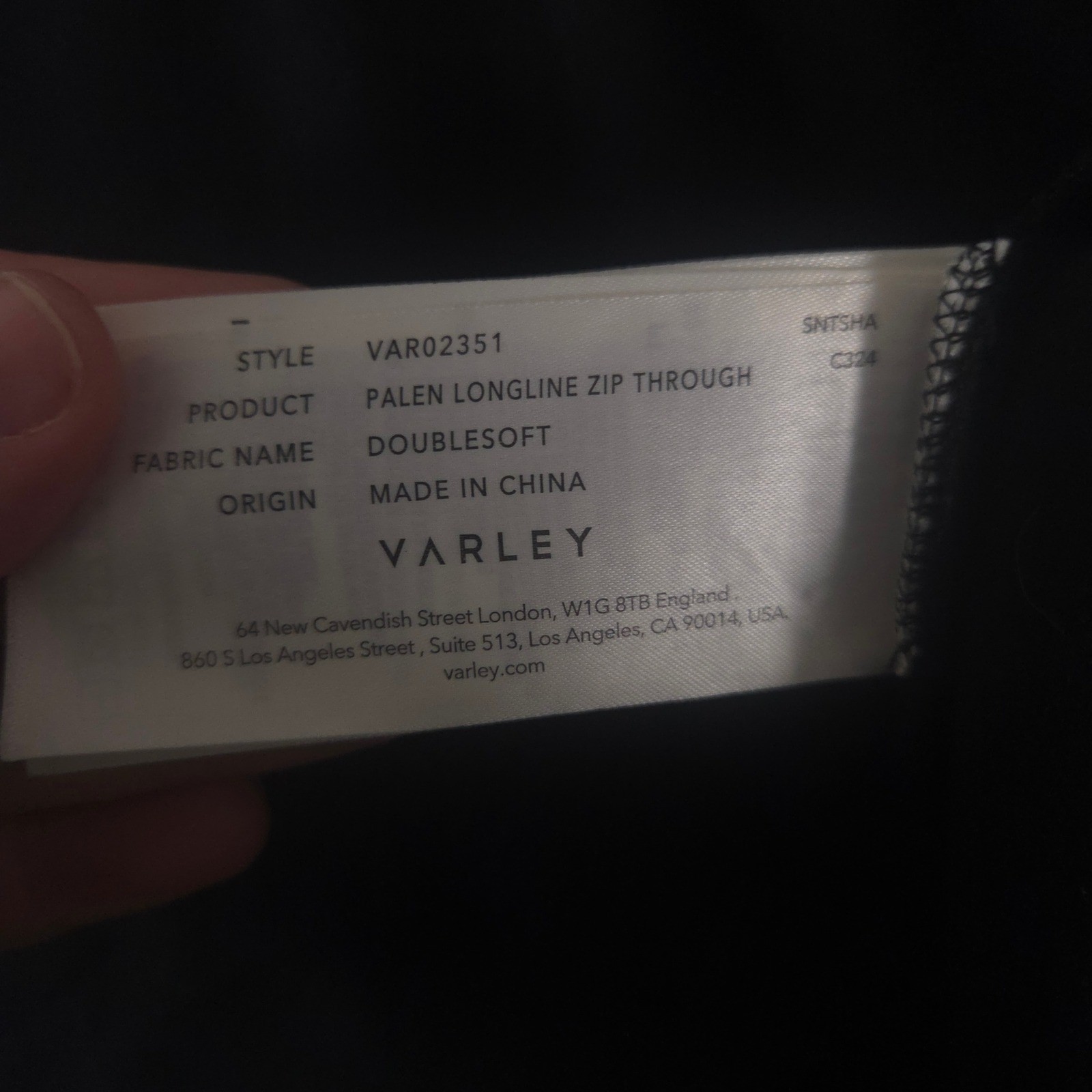 Varley Jacket Womens Medium Black Palen Longline Zip Through DoubleSoft Sweat