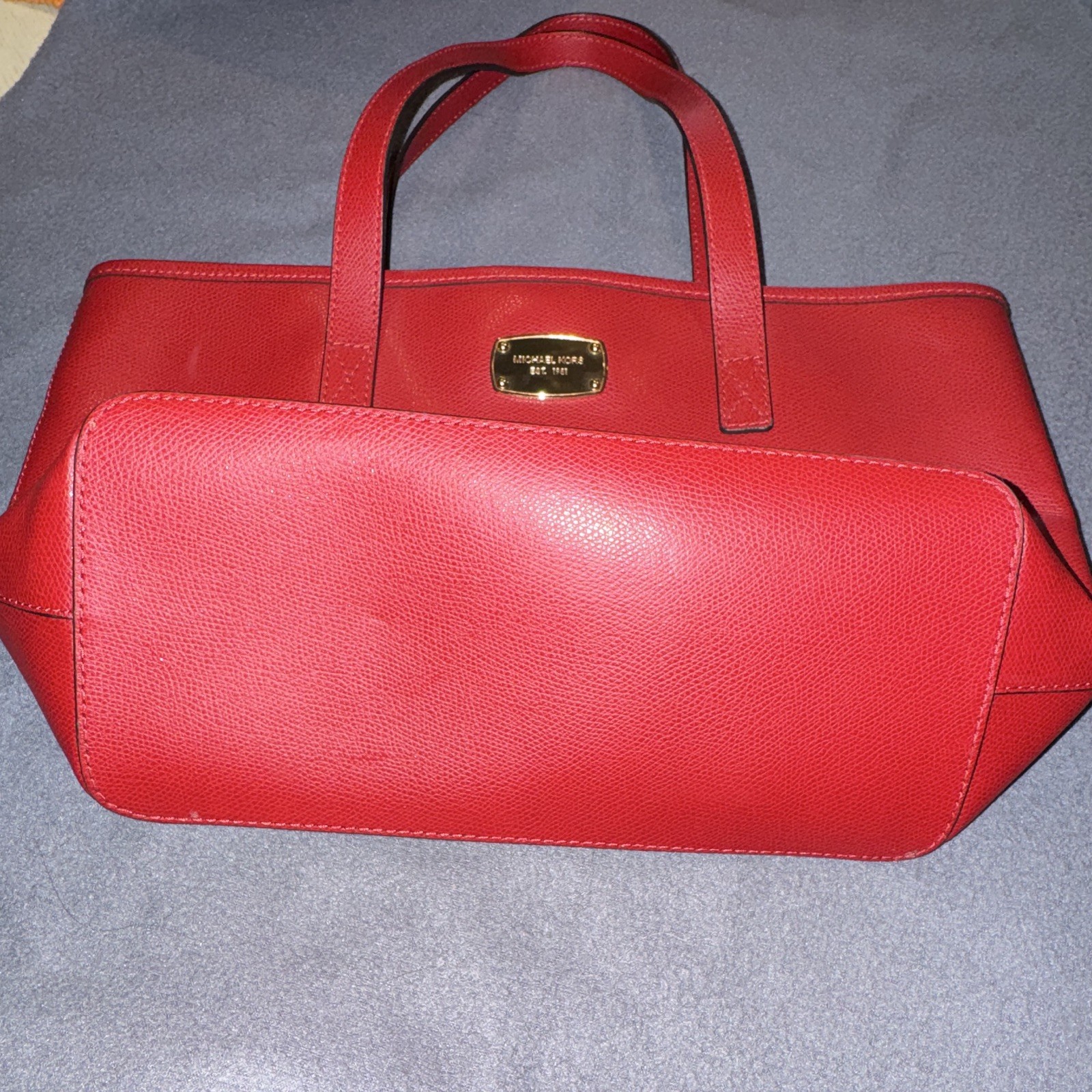 Michael Kors Bag Jet Set Red Saffiano Leather Tote Shoulder Handbag 15×9