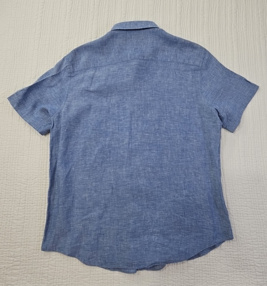 Nautica Linen Blend Short Sleeve Shirt Men’s M Blue Button Up EUC LN Resortwear
