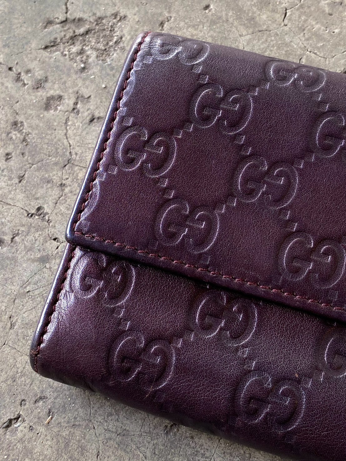 Gucci Guccissima Lovely Heart Continental Long Wallet Dark Burgundy Italy