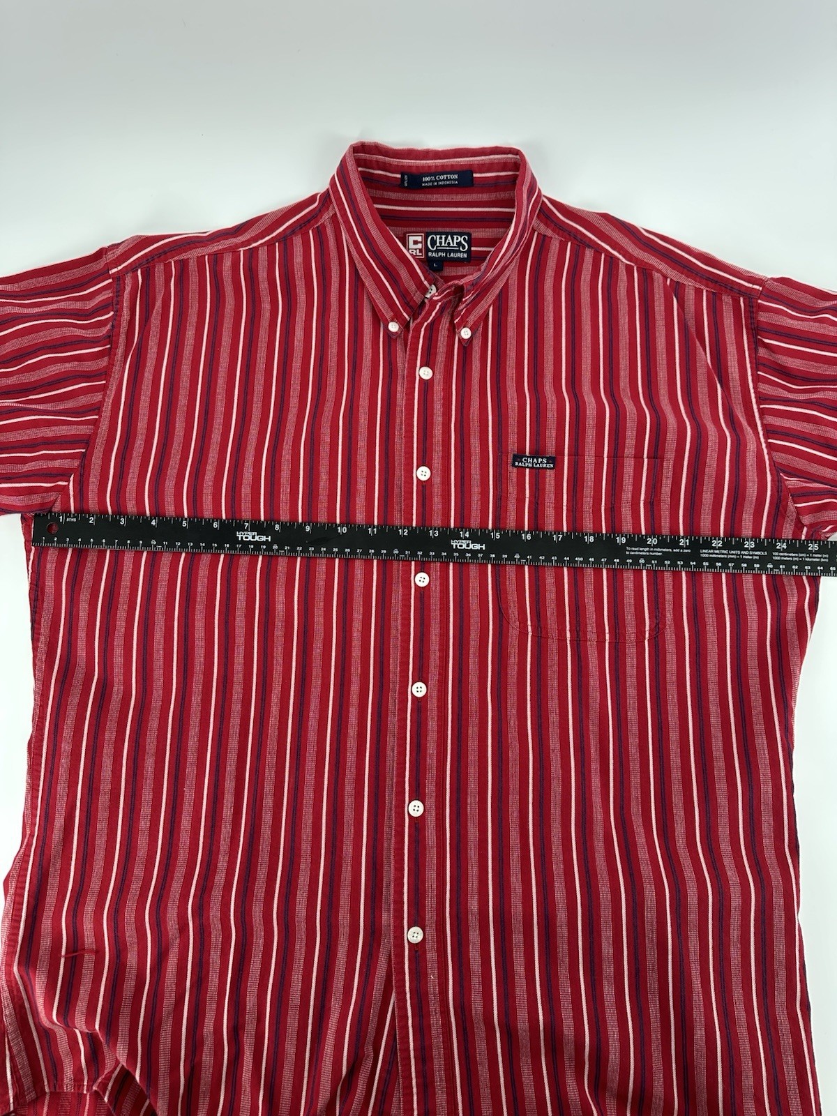 Chaps Ralph Lauren Easy Care Button Up Shirt Mens Size L Red Plaid