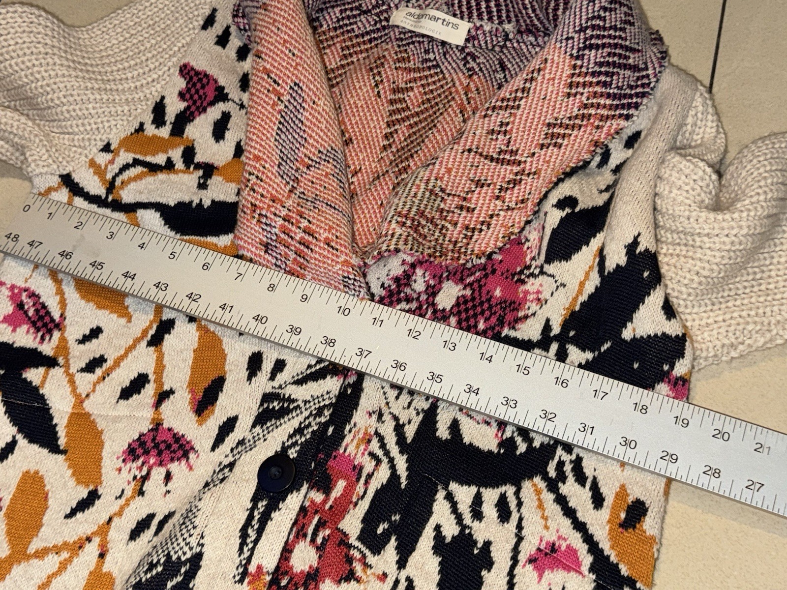 Anthropologie Aldomartins Maritza Floral S Cardigan Sweater Wool/Alpaca/Acrylic