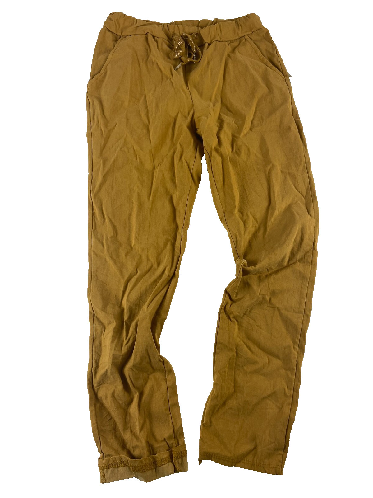 Generic women’s trousers made in Italy mustard cotton polyester blend medium