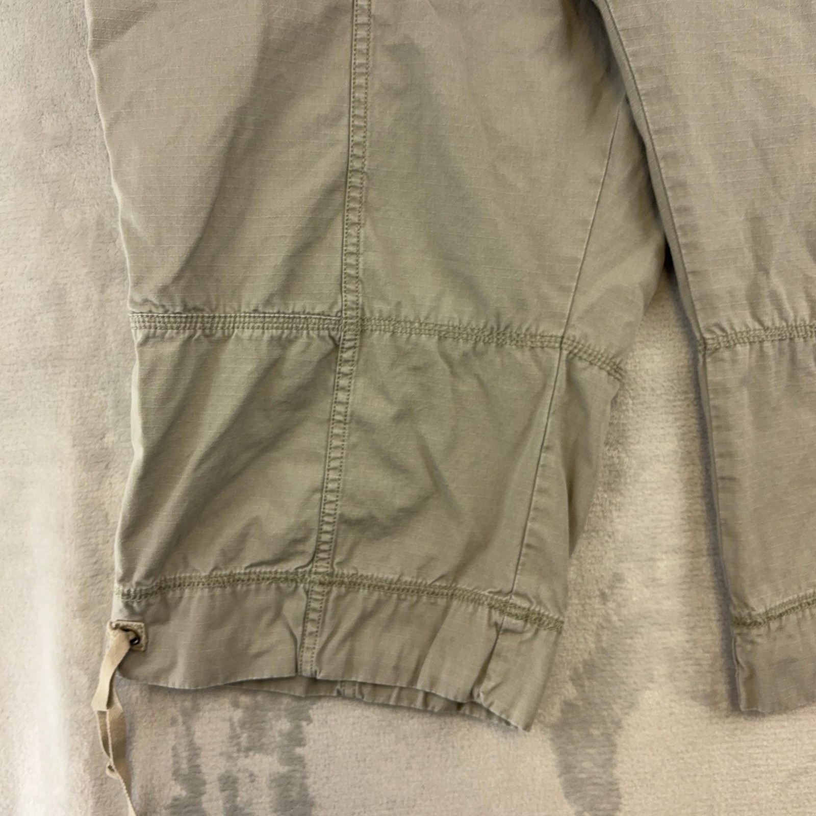 Eddie Bauer Capri Pants Womens 22W Beige Cotton Drawstring Cargo Pocket Relaxed