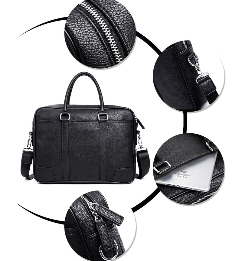 New Fashion Men Business Briefcase Soft Leather Handbag Laptop Shoulder Bag AU