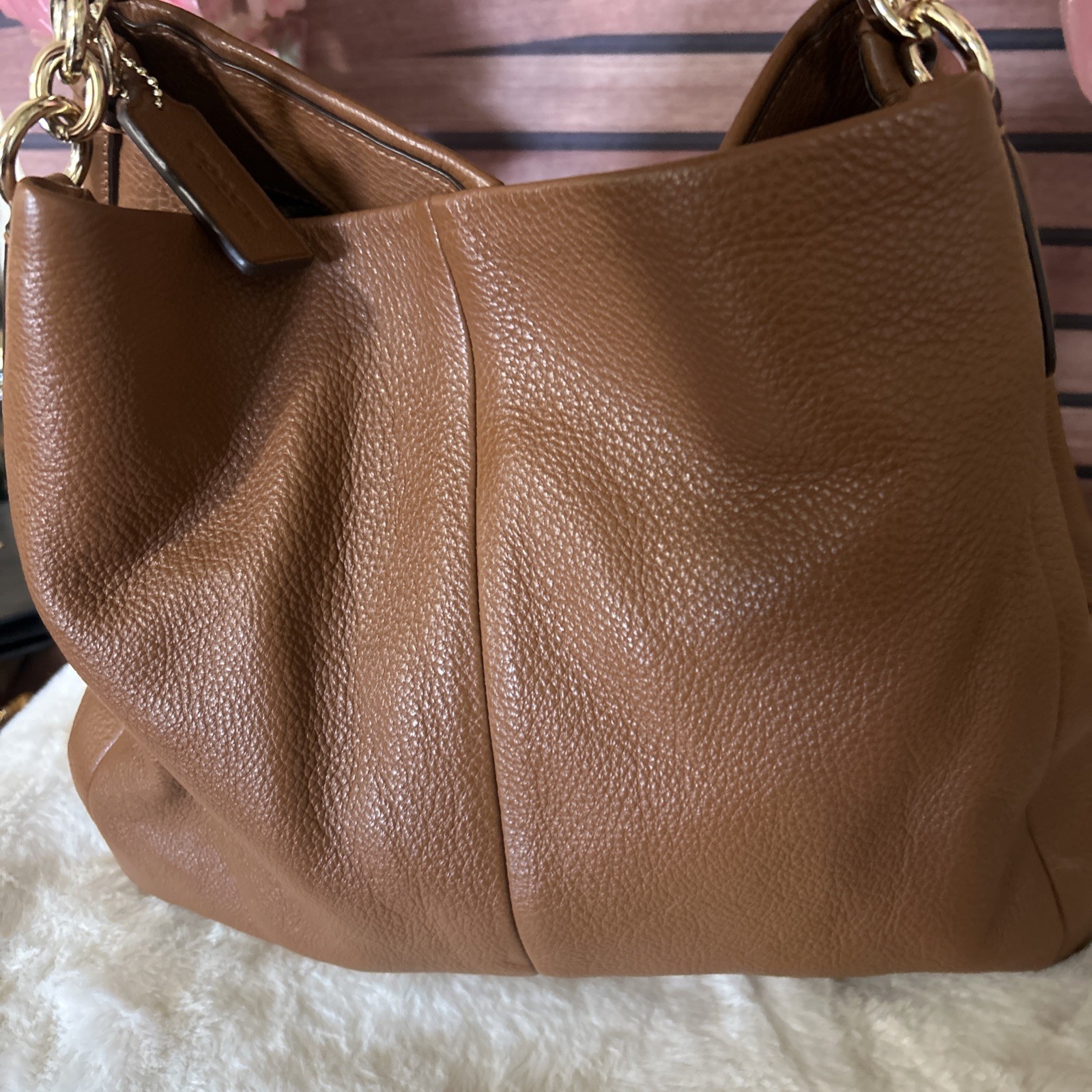 Coach Madison Phoebe 26224 Brown Pebbled Leather Hobo Shoulder Bag Purse