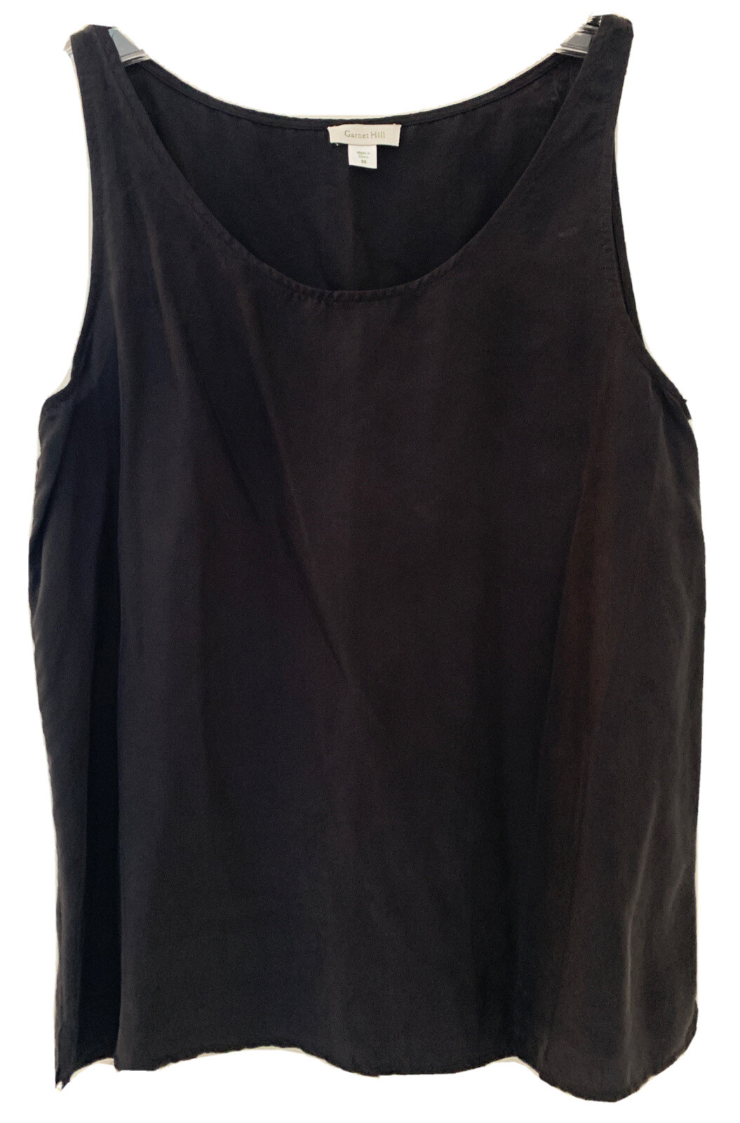 Garnet Hill Womens Shell Top Split sides Tank All Silk Black size 8