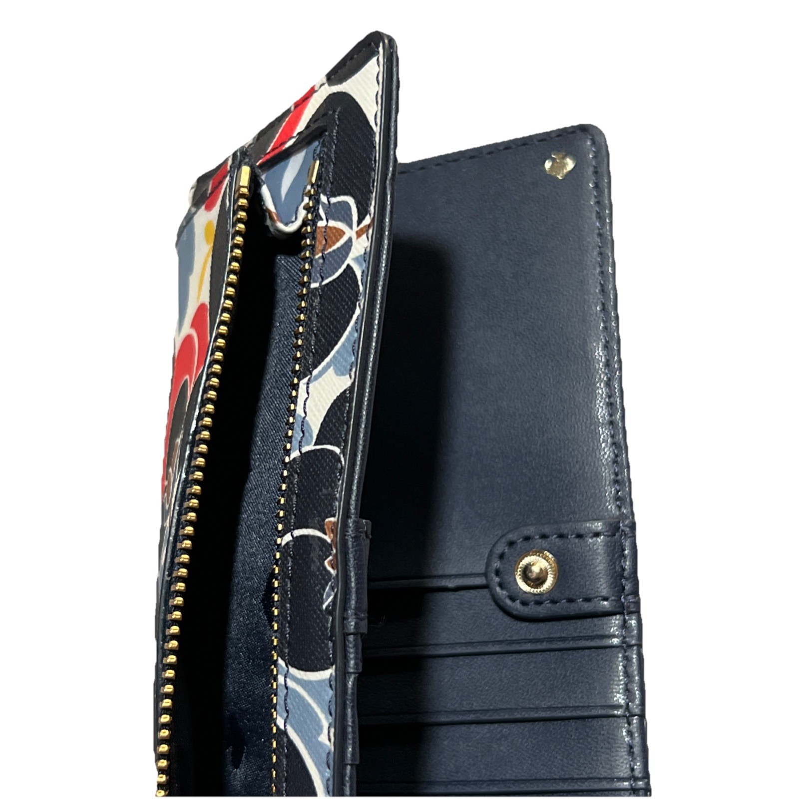 Kate Spade New York Cameron Breezy Floral Bifold Wallet NAVY RED 6.75″ x 3.75″