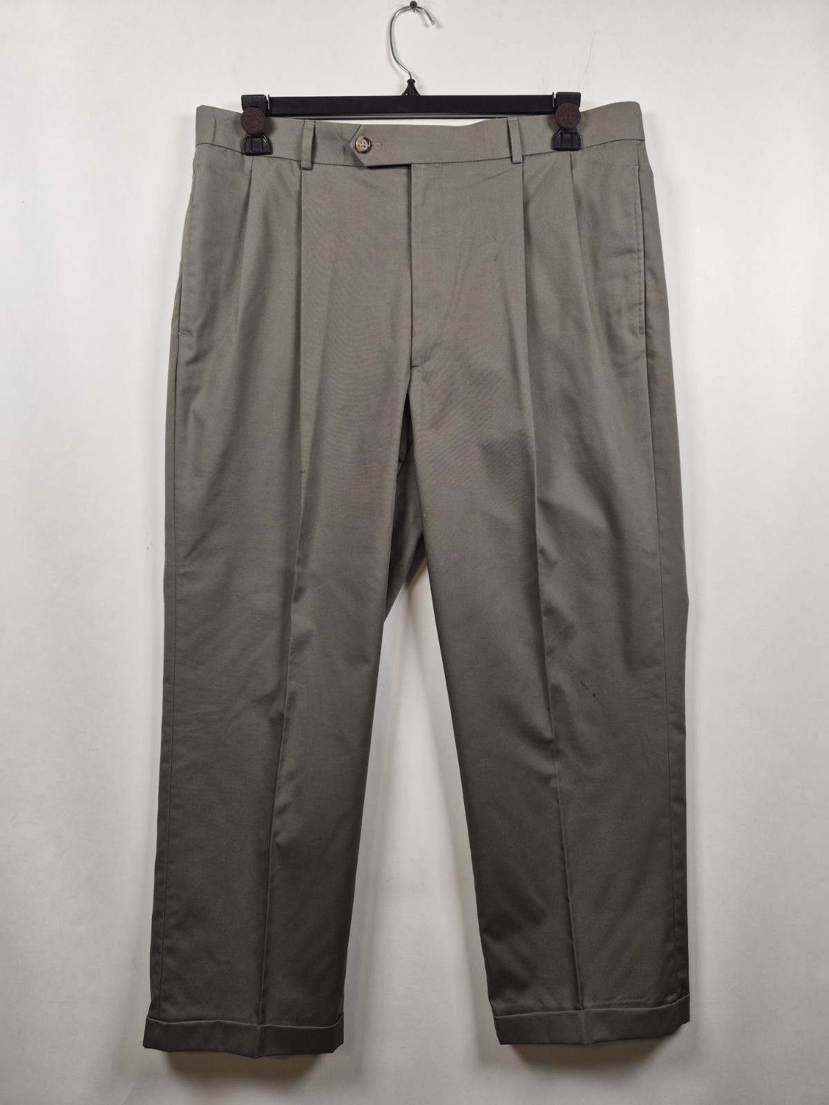 Haspel Perfect Poplin Men’s 2PC Suit 42R 36W Khaki Tan Cotton Blend Pleated READ