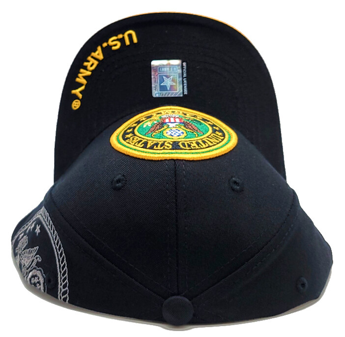 JM Warriors New Licensed U.S. Army Crest Military Black Gold Era Hat Cap