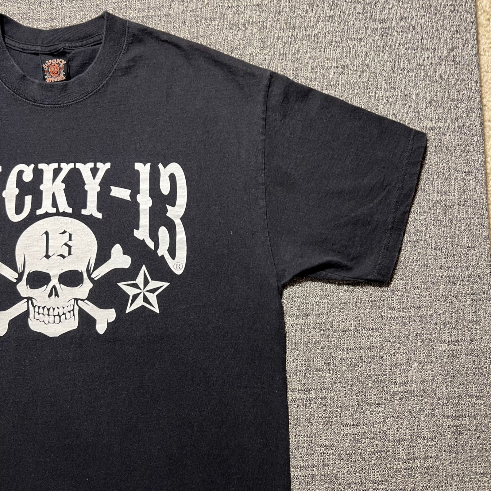 Vintage 90s Lucky 13 Apparel SoCal Skull Crossbones T Shirt Mens Large Black USA