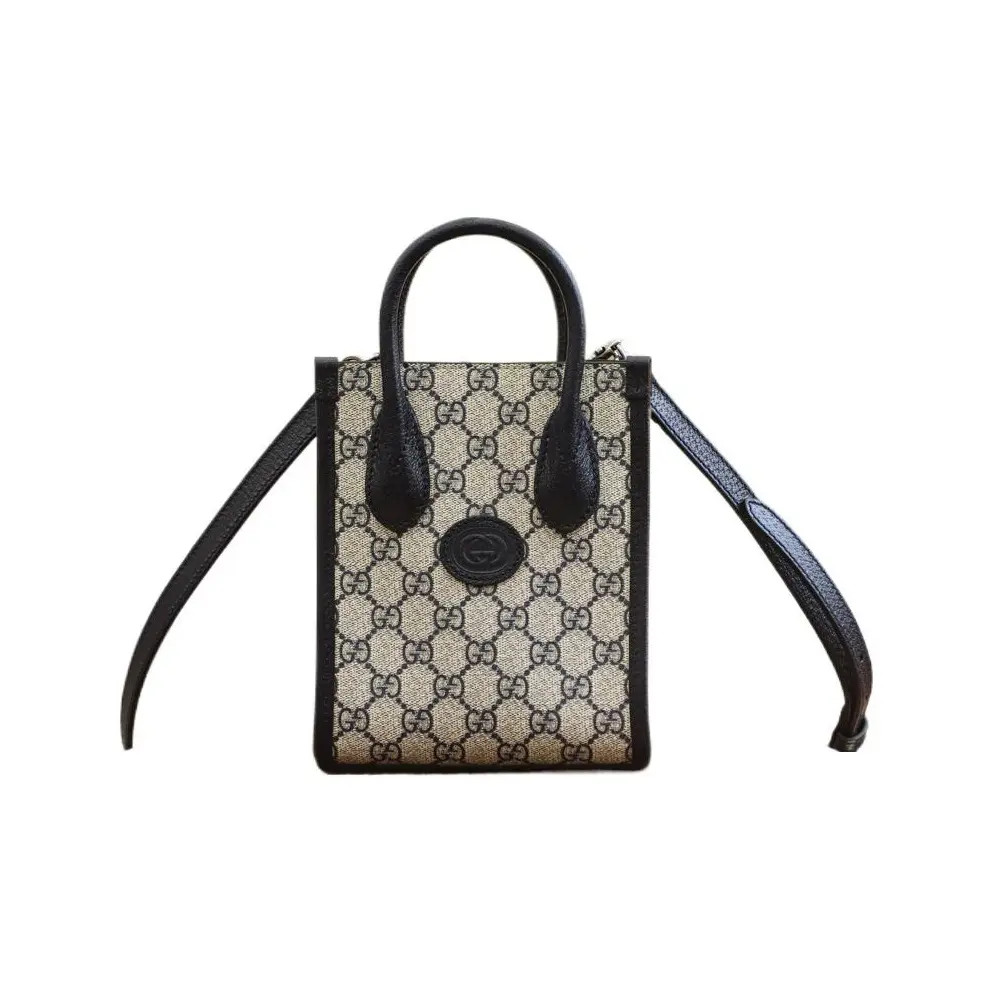 Gucci Vintage Logo Tote Bag Shopping Bag Shoulder Bag Unisex 6.2×2.7×7.8 in