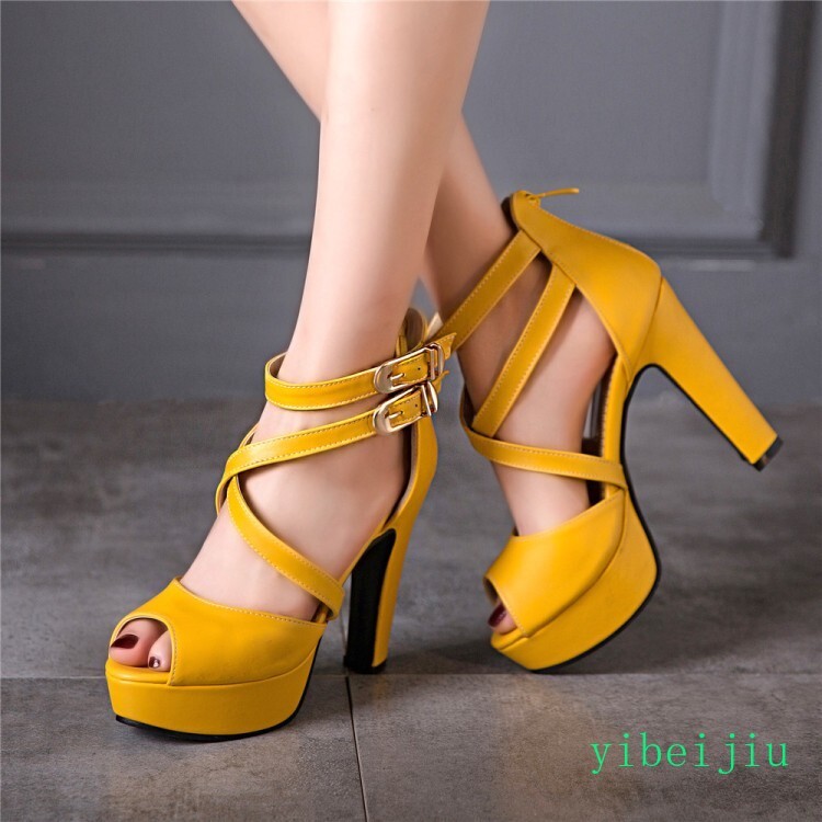 Women’s Cross Strap Roman Sandals Leather High Heel Shoes Dress Formal Plus Size