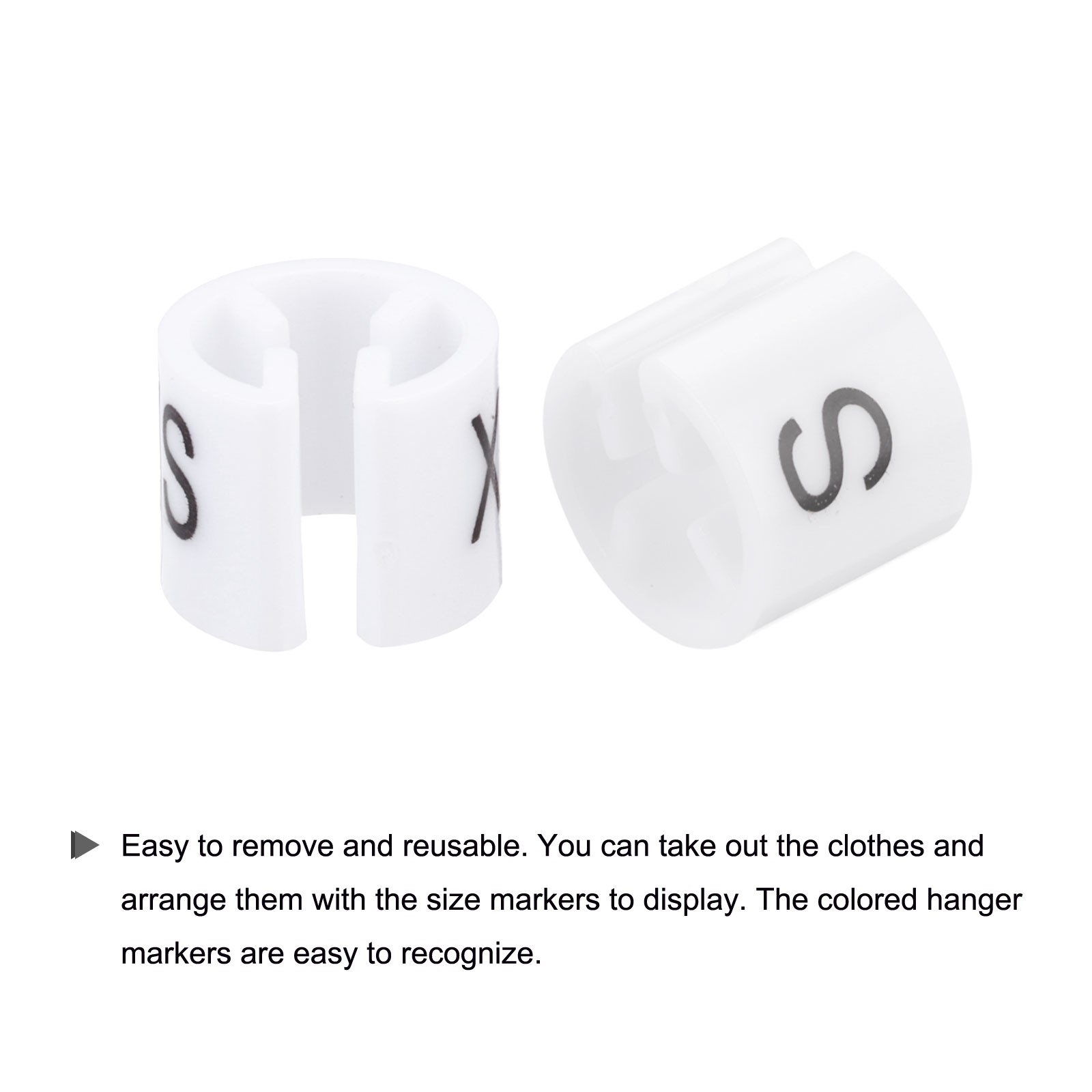 200 Pcs XXS/XS/S/M/L/XL/2XL/3XL White Clothes Hanger Markers Fit 3mm Rod