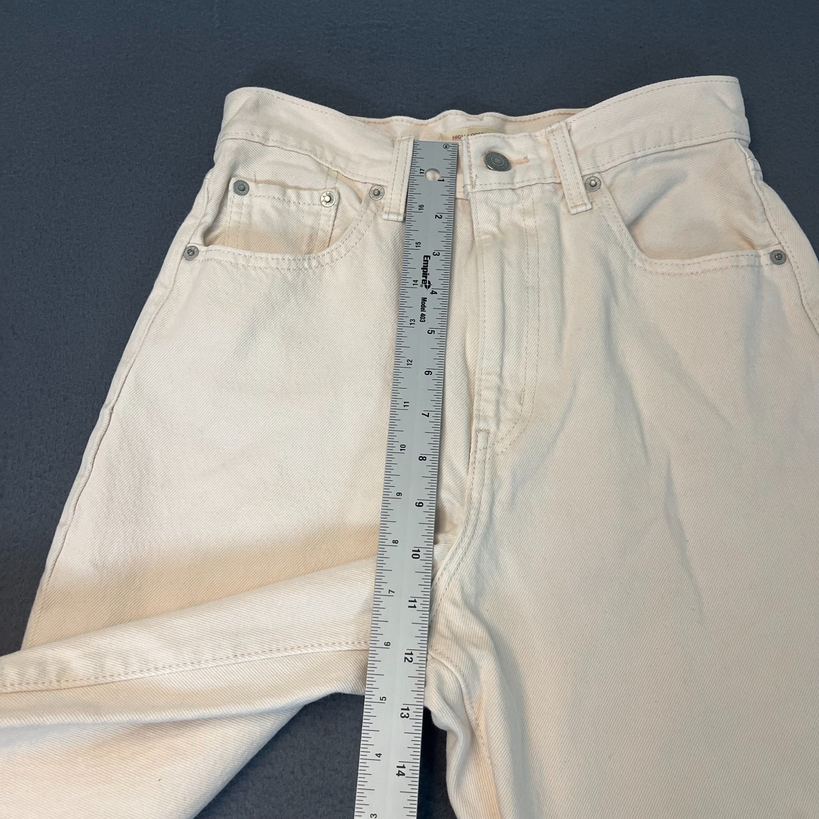 Levis Womens Size 26, 29L High Loose Taper Premium Jeans Big E Ivory White NWI