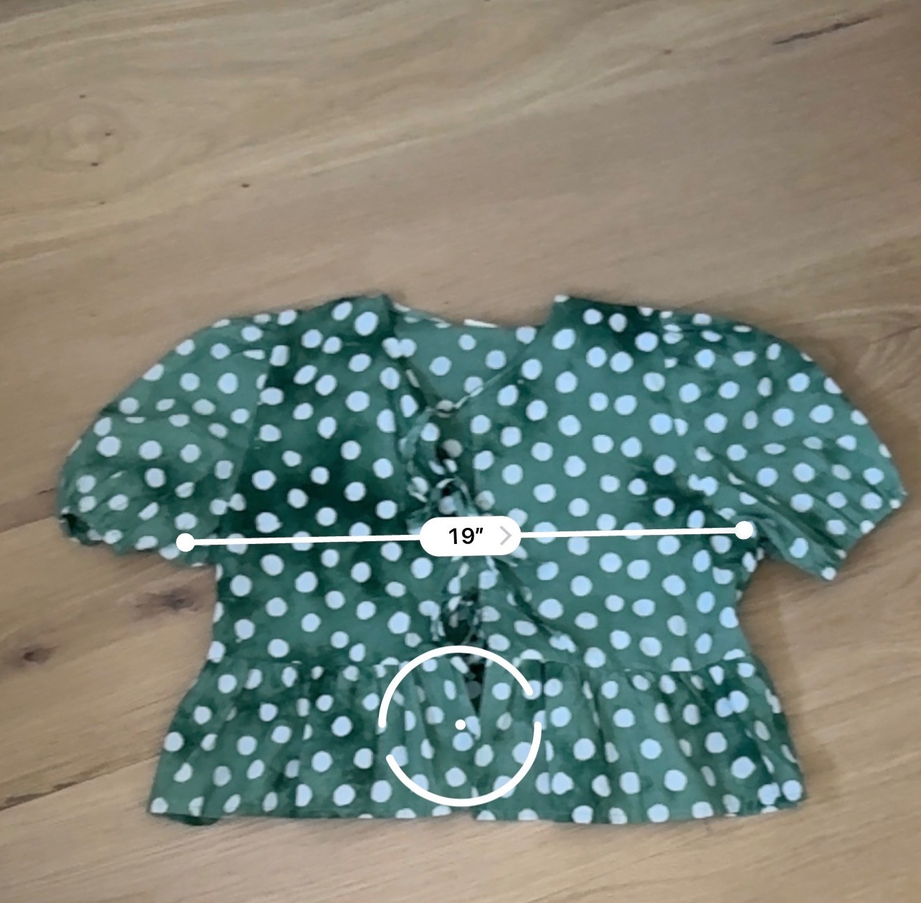 Cotton Women’s green Polka Dot Puff Sleeve Bow Blouse Small/medium