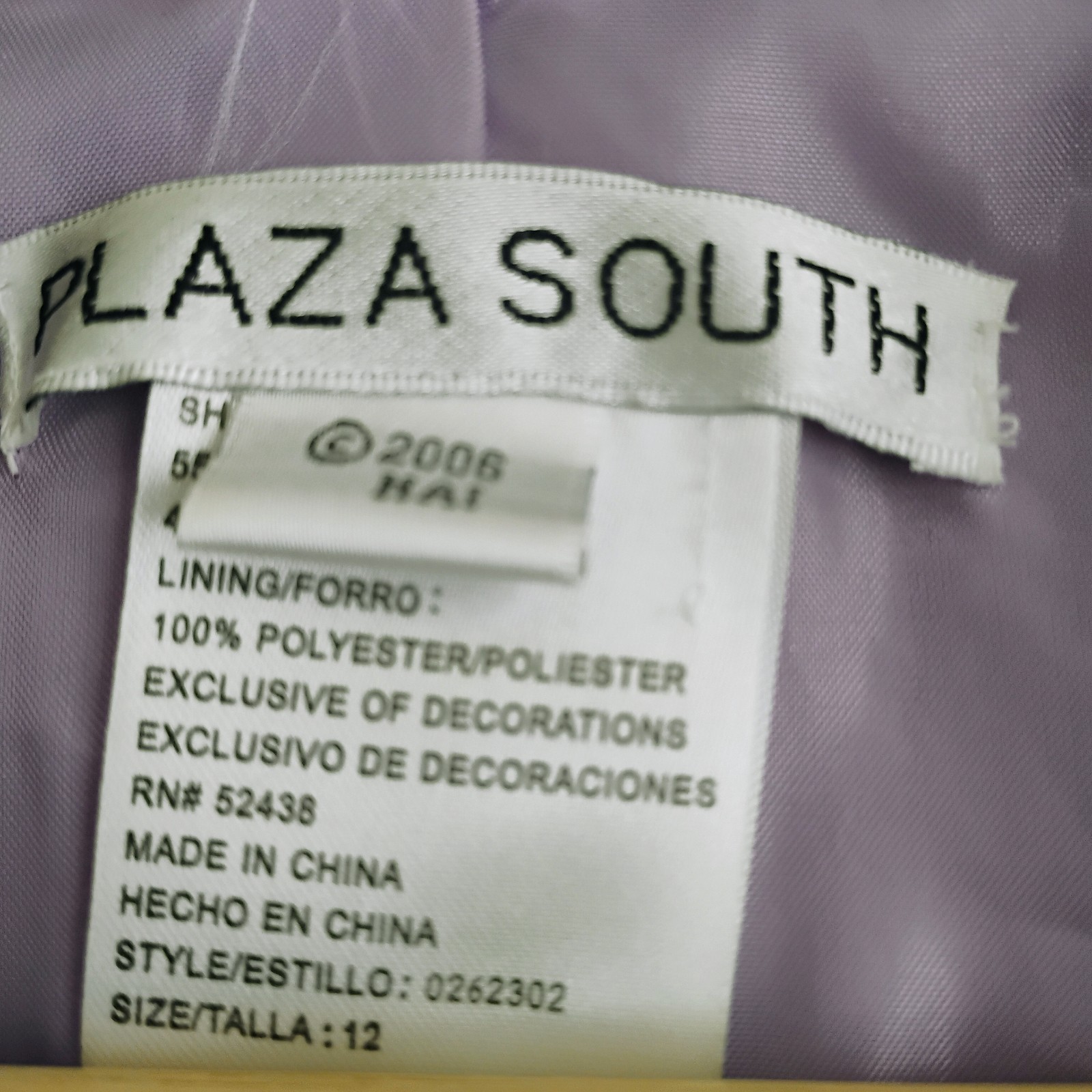 Plaza South Lavender Elegant Formal 2 Piece Dress With Jacket Size 12