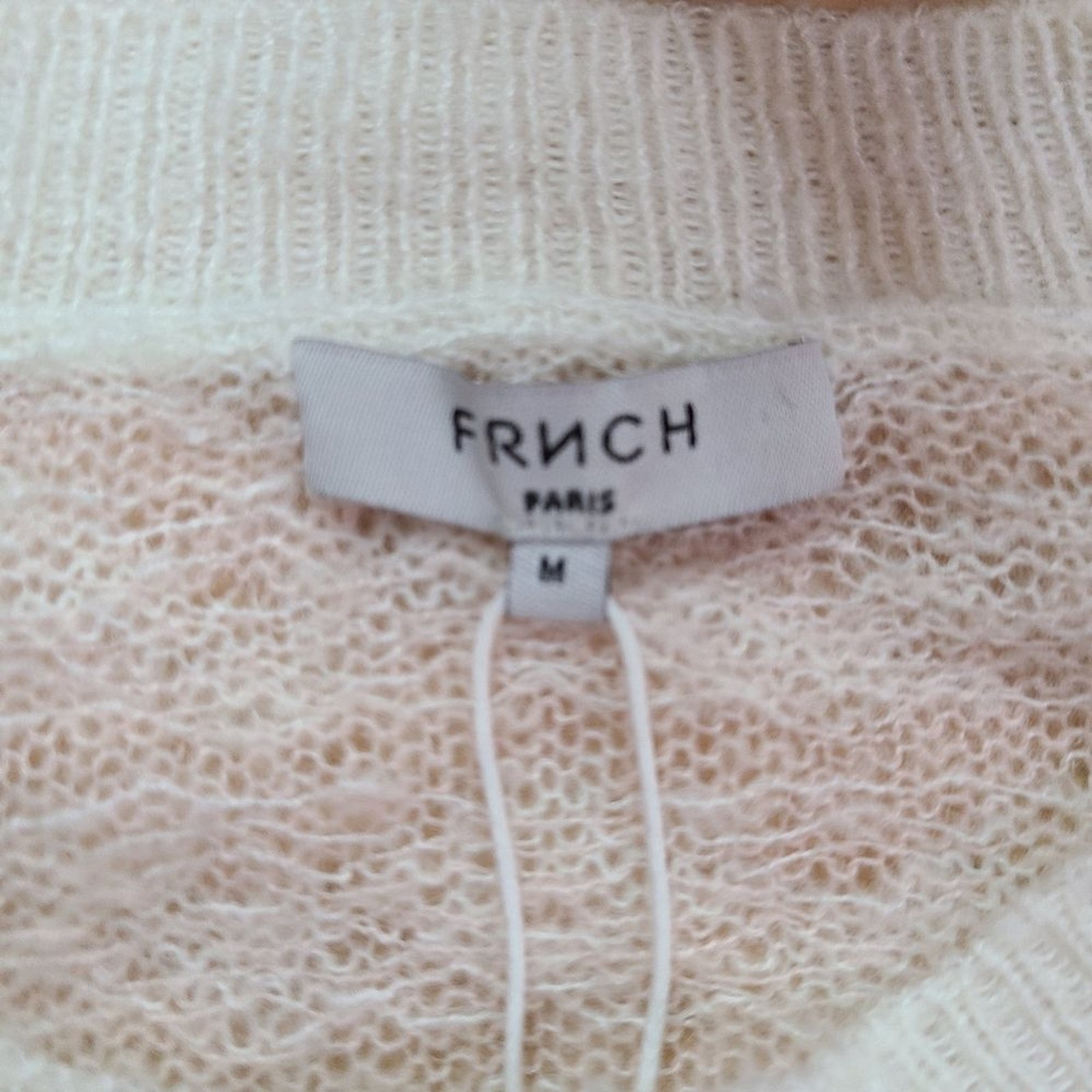 FRNCH Paris Ninette Size Medium Cream Pastel Wavy Stripe Lightweight Sweater NWT