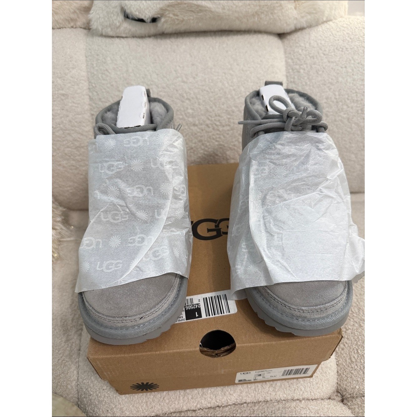 UGG Kids Short Suede Boots in Light Gray