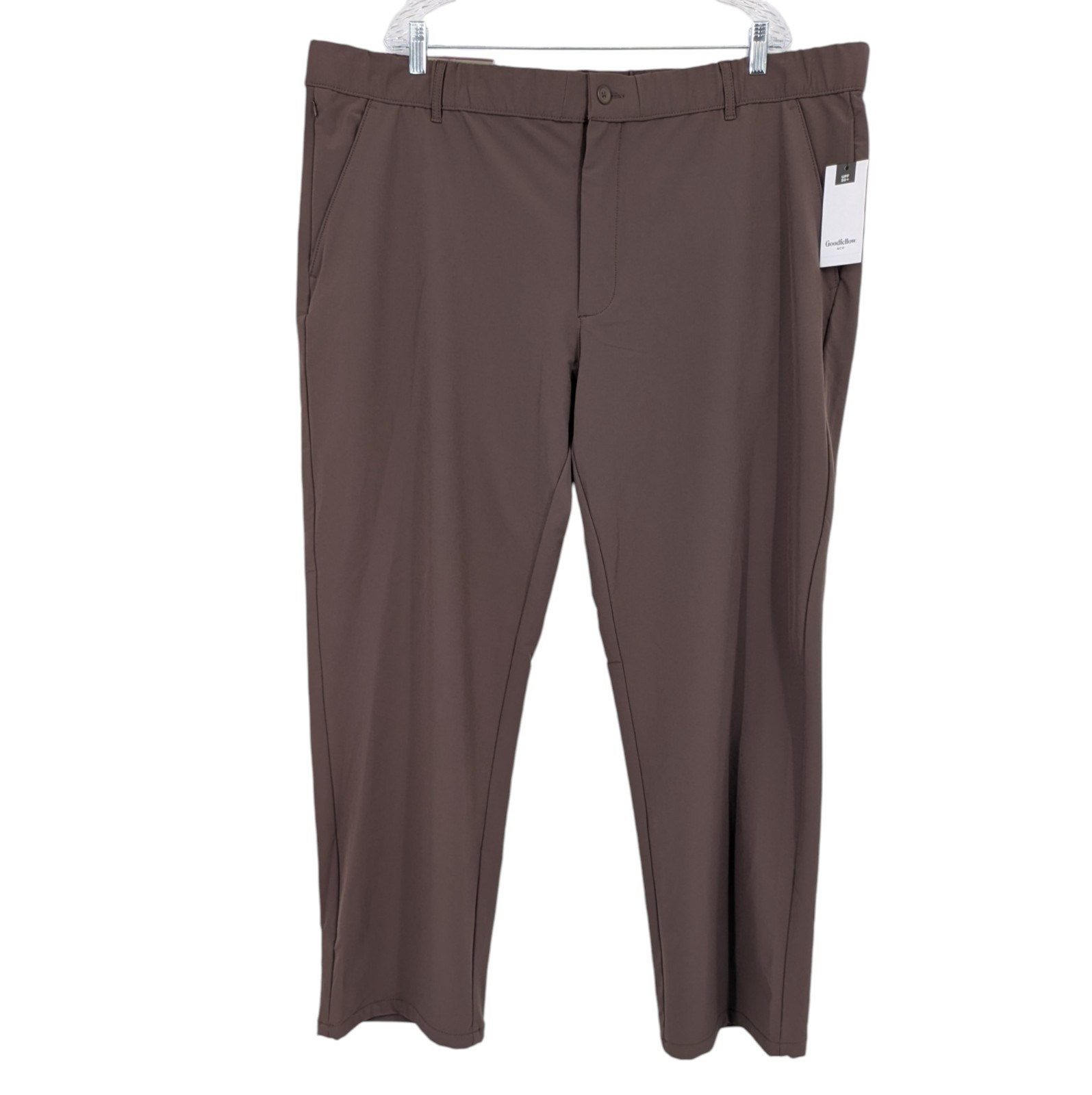 New Goodfellow Mens Brown Tech Trouser Size XXL Modern Preppy Outdoor UPF 50 NWT